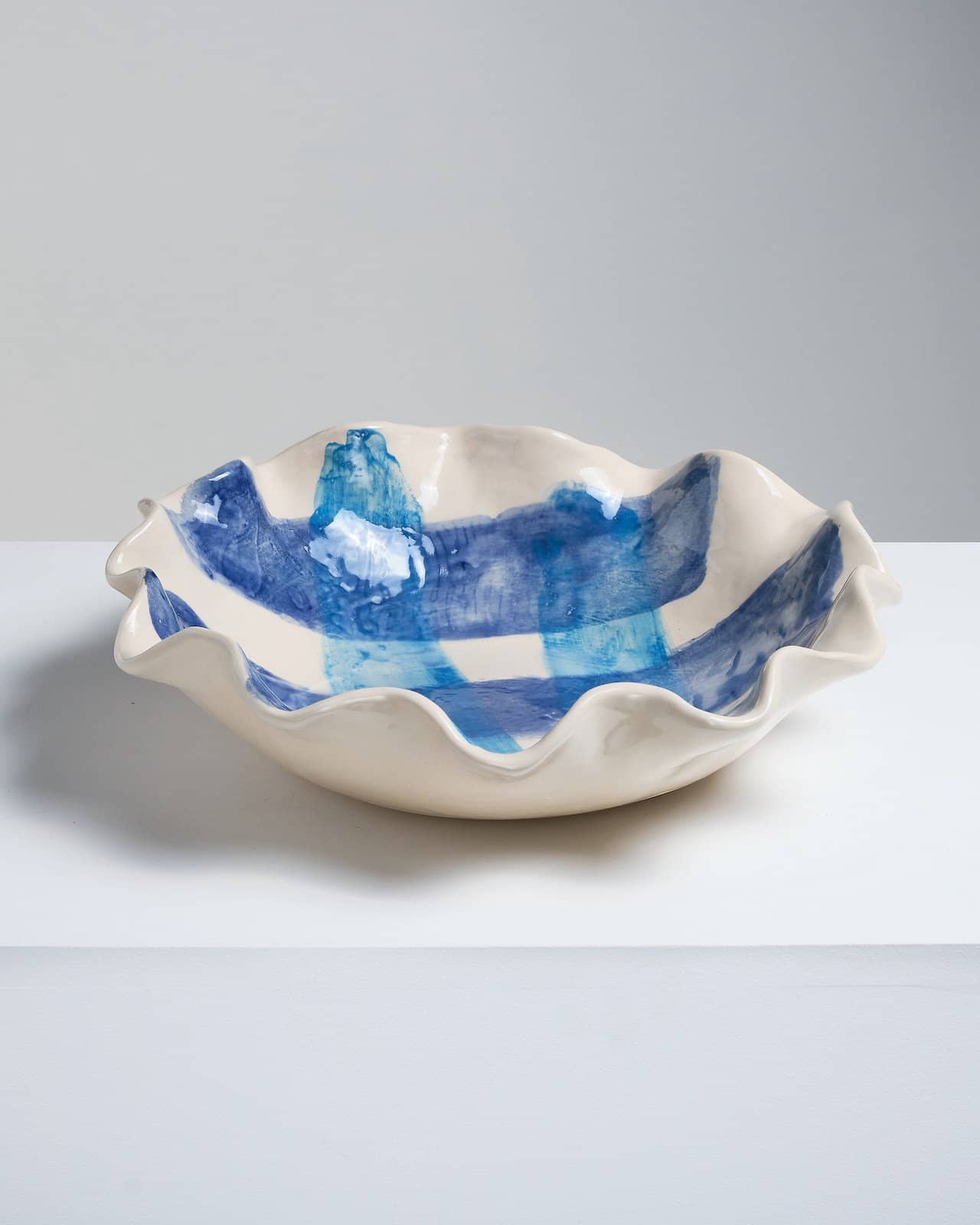 Wavy Checkered Cobalt Bowl