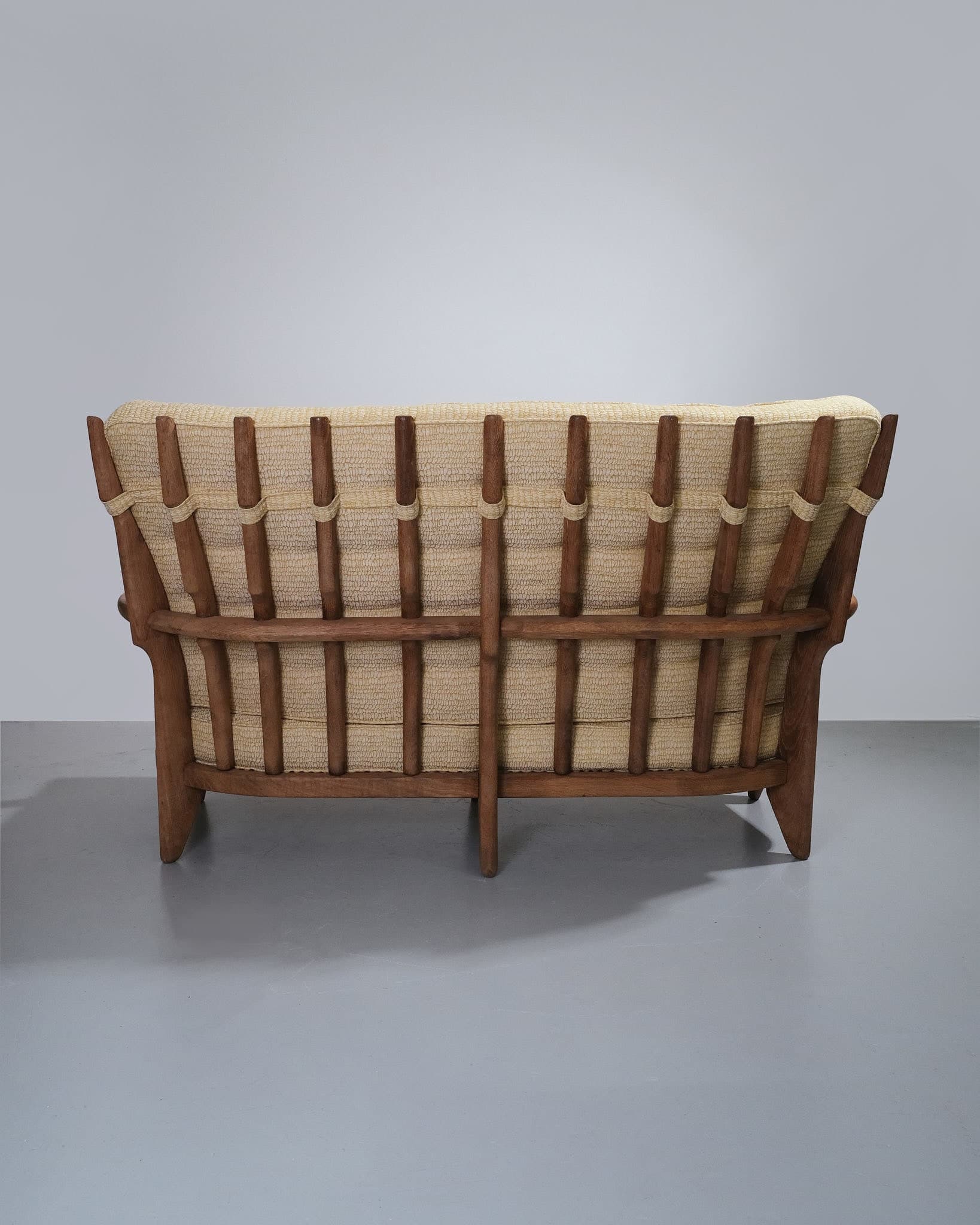 Oak Sofa With Buttoned Backrest Cushion