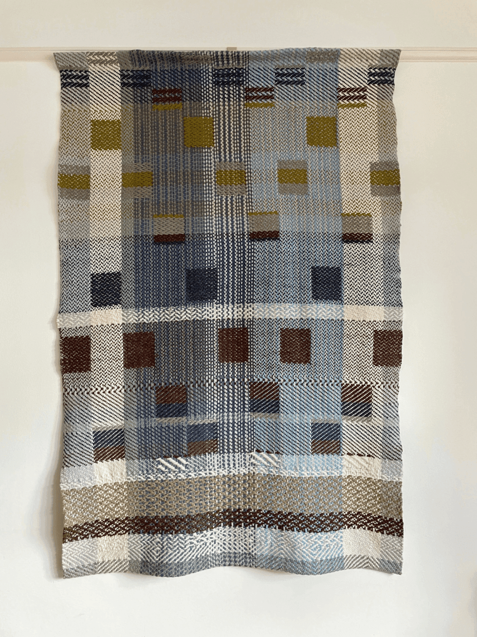 Mustard, Navy, Chestnut Hand-woven Wall Hanging