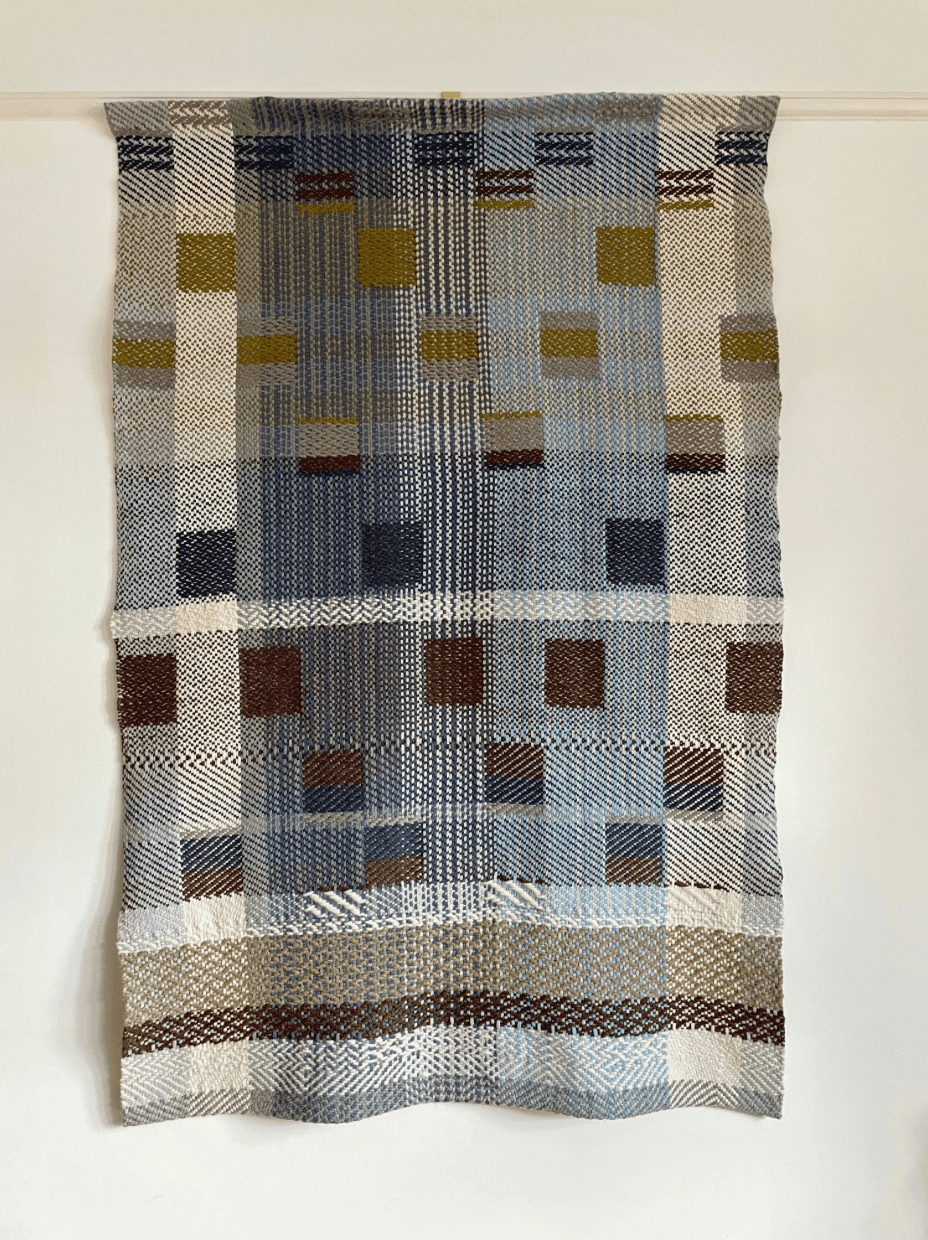 Mustard, Navy, Chestnut Hand-woven Wall Hanging
