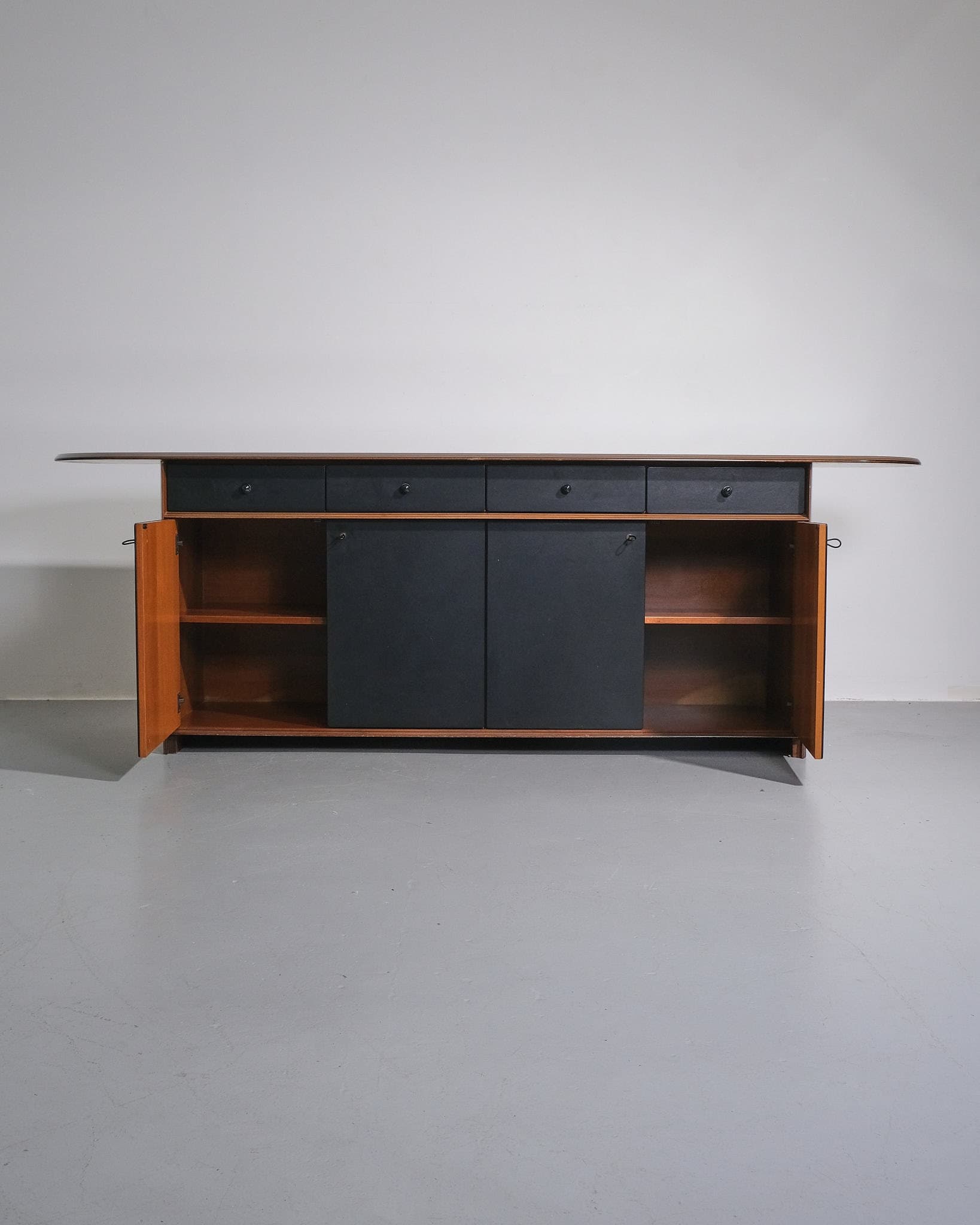Leather and Walnut Sideboard