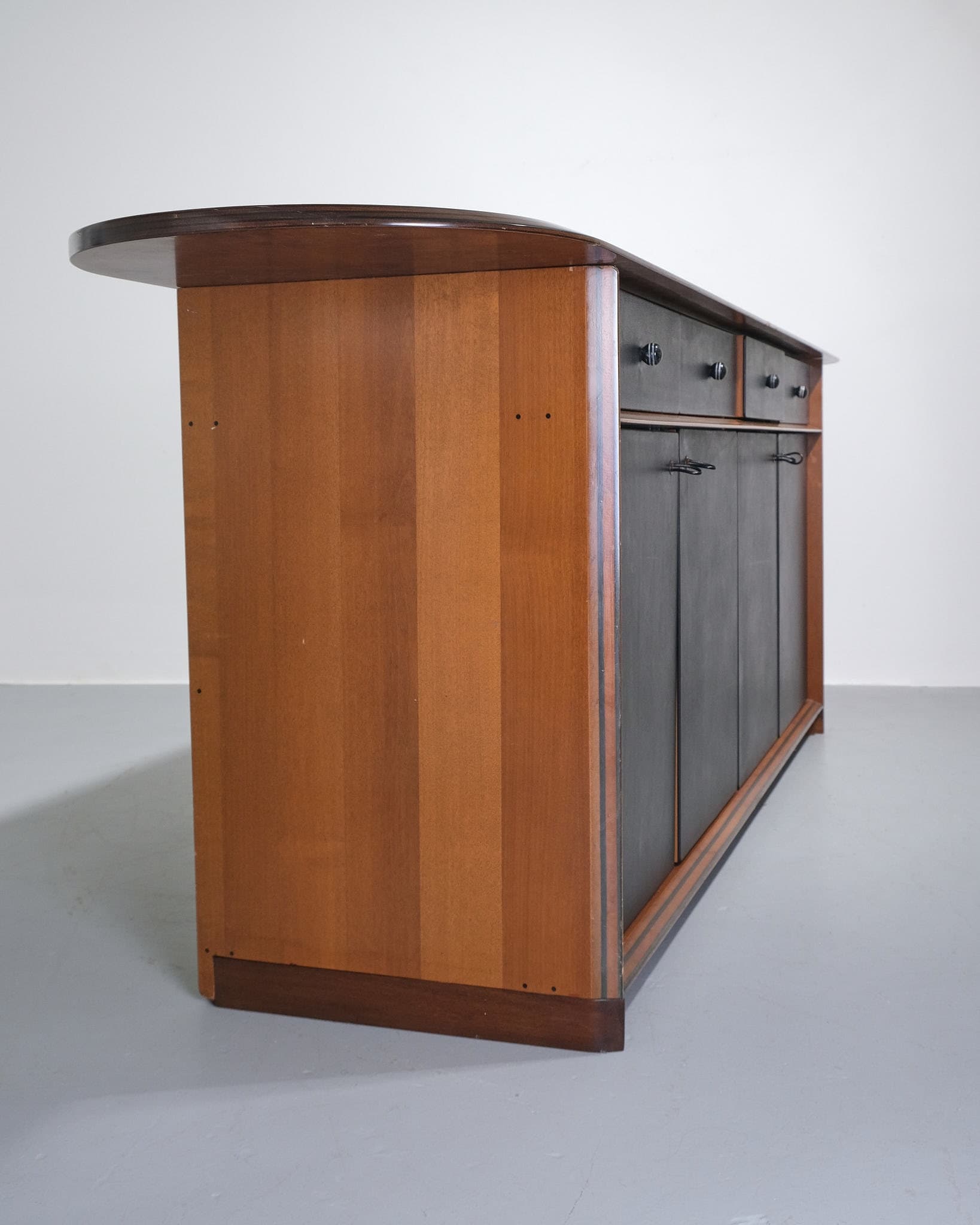 Leather and Walnut Sideboard