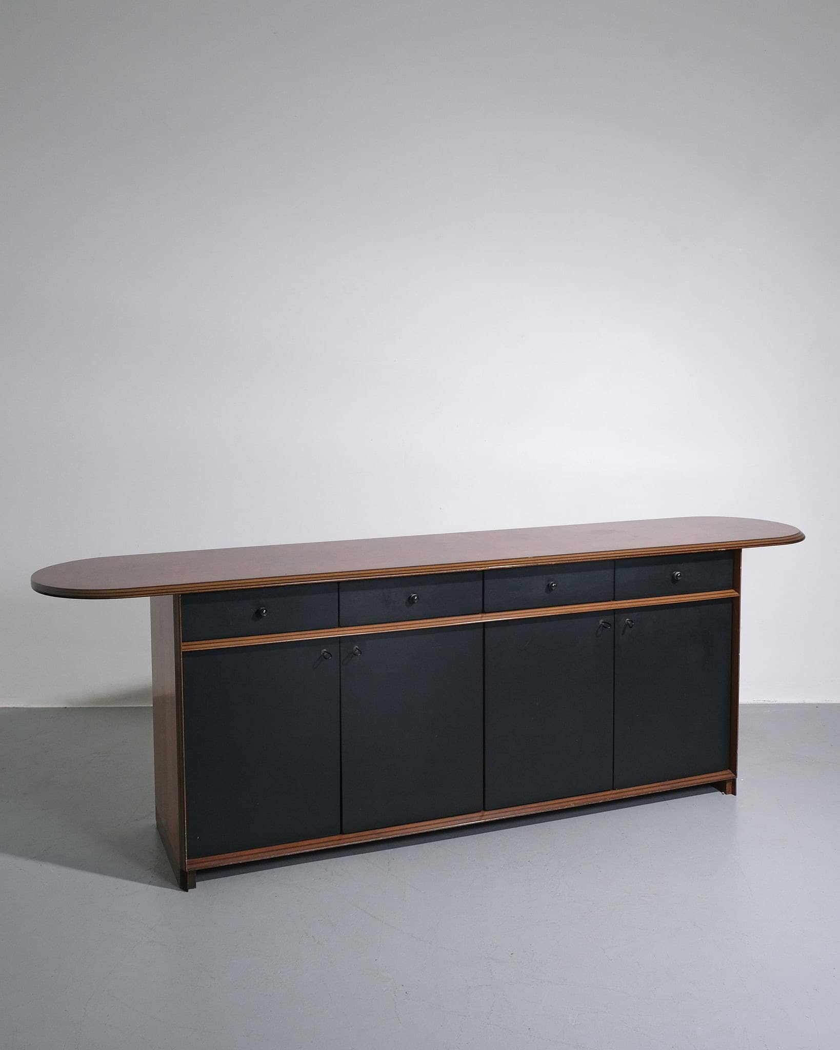 Leather and Walnut Sideboard