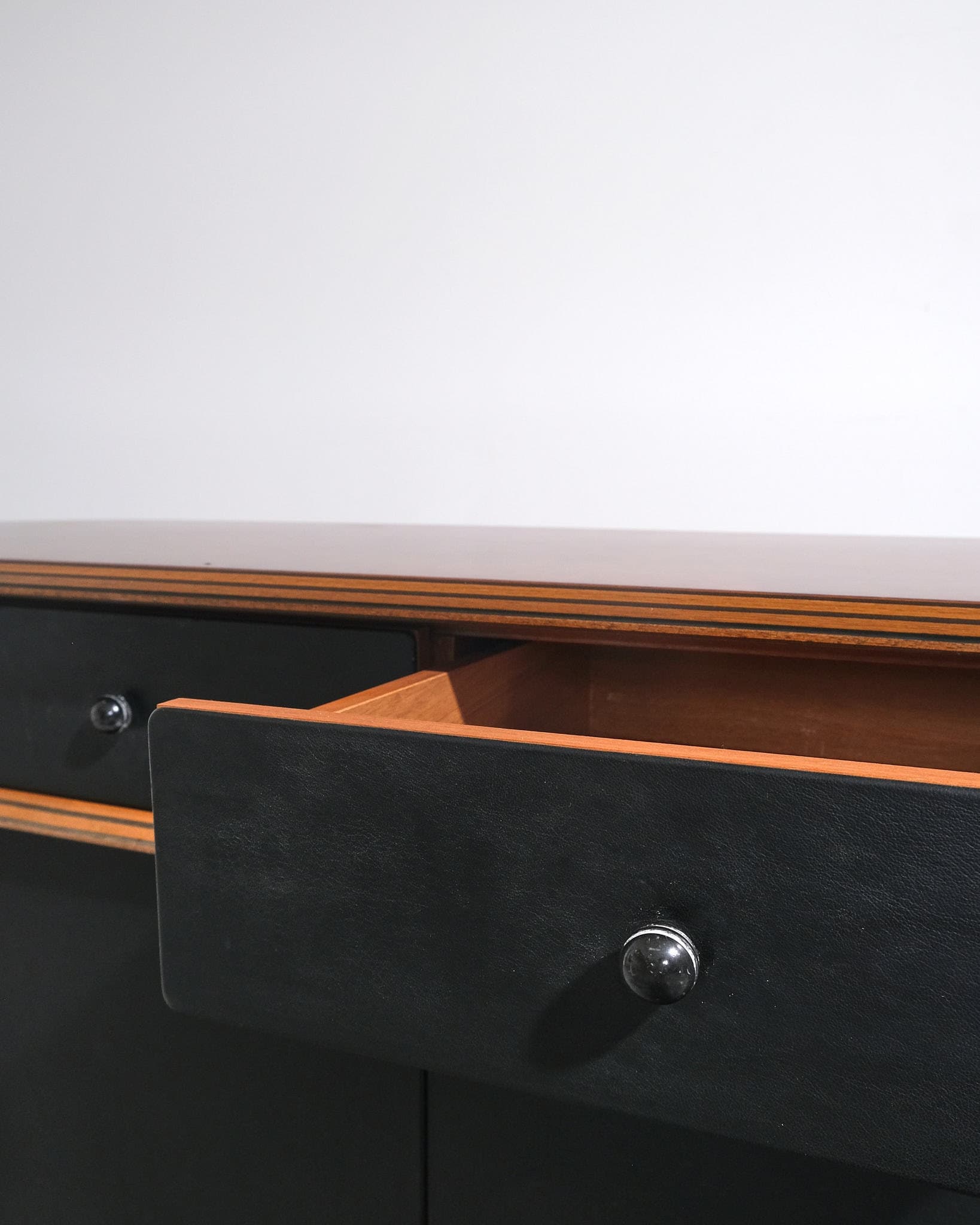 Leather and Walnut Sideboard