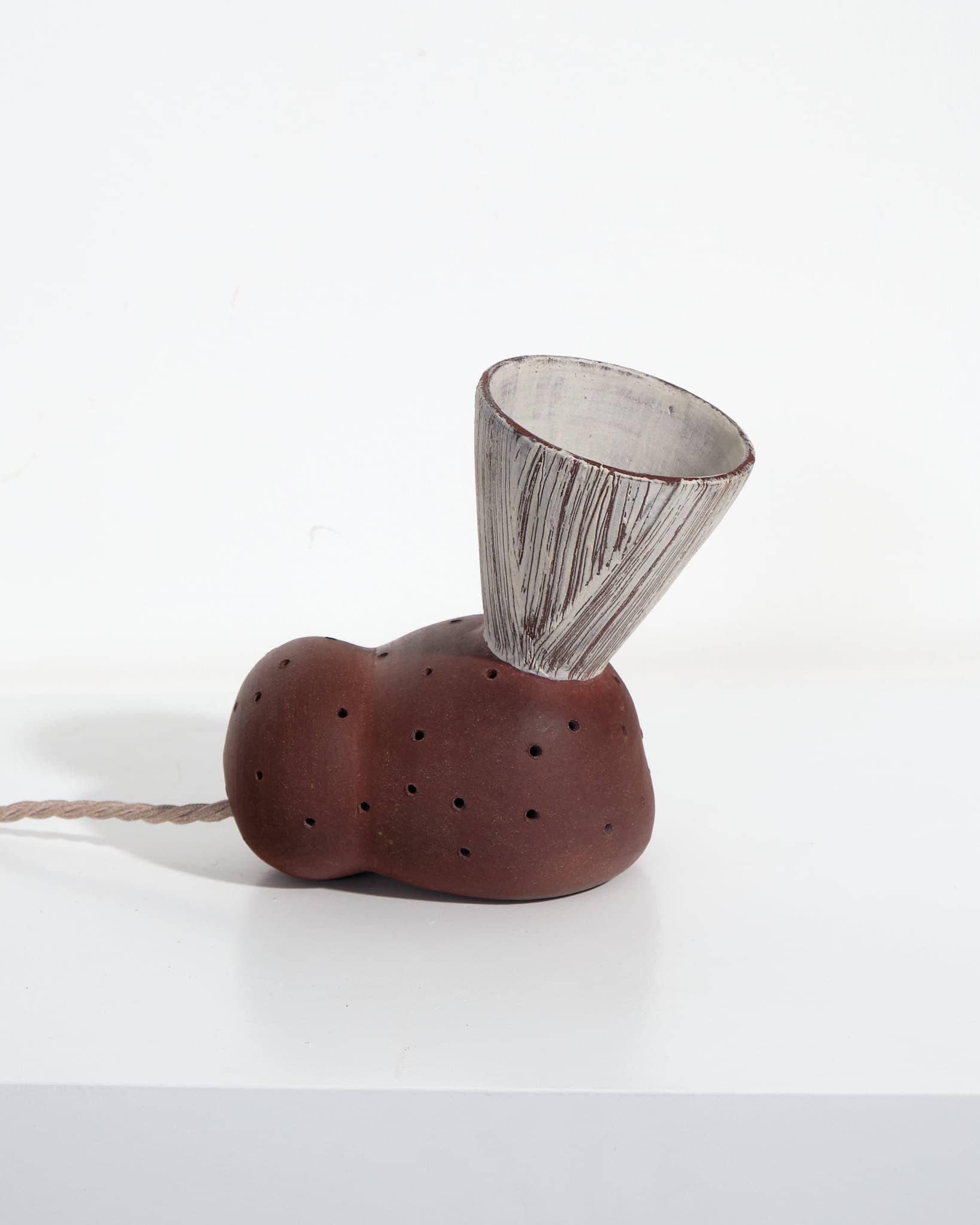 Small Red Table Lamp with Trumpet