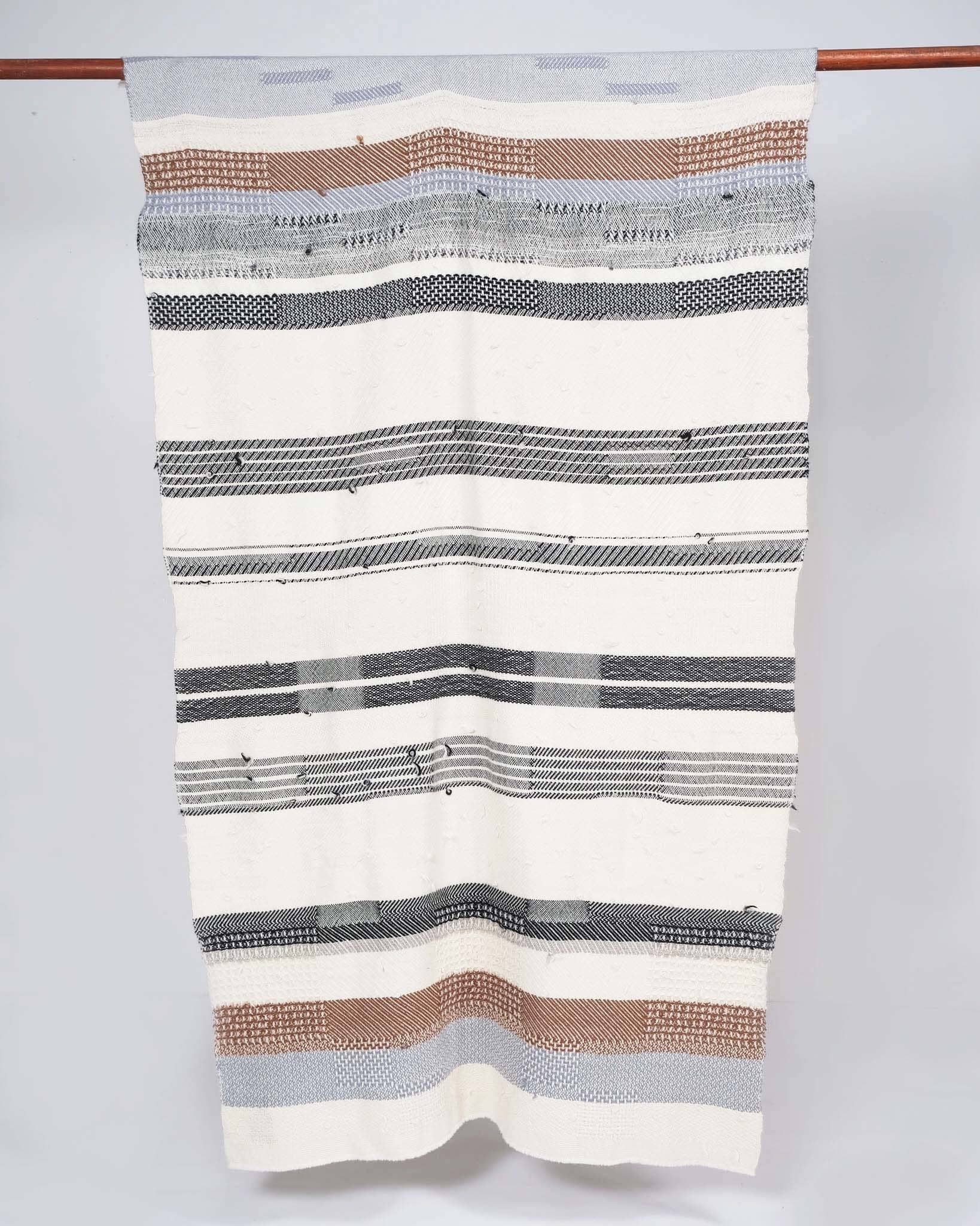 Handwoven Alpaca Throw 'Black and White Stripes'