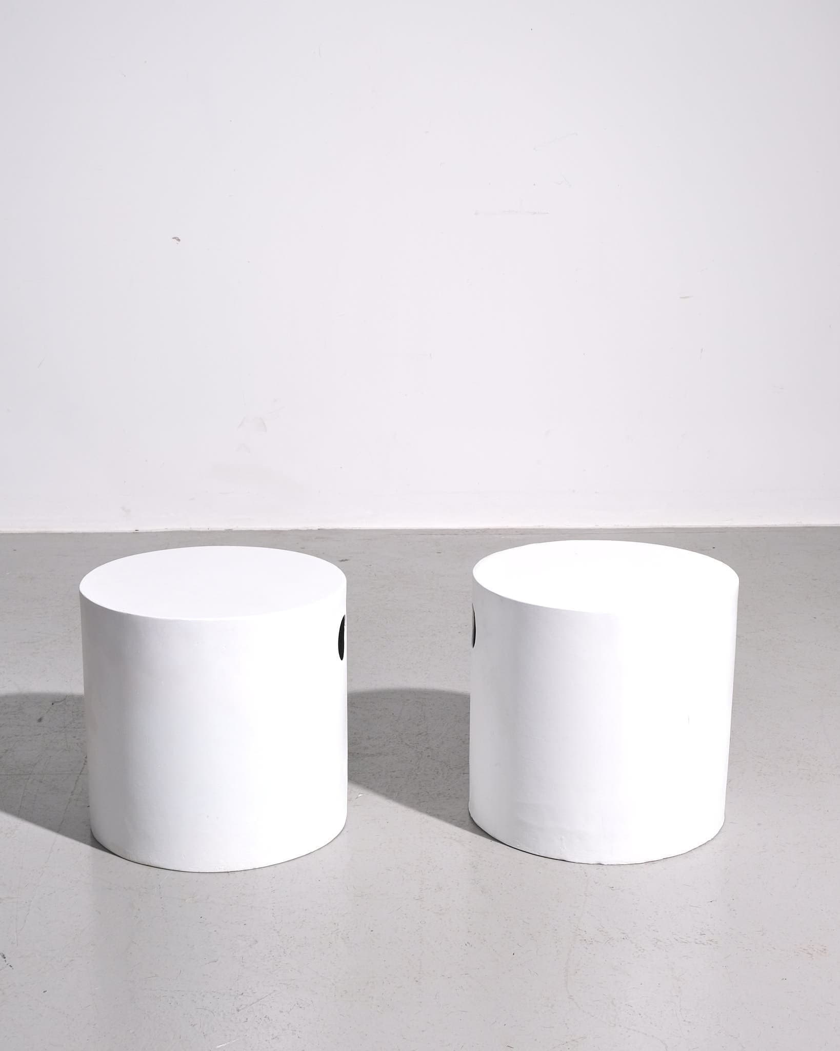 Pair of Tomotom Drum Tables in White