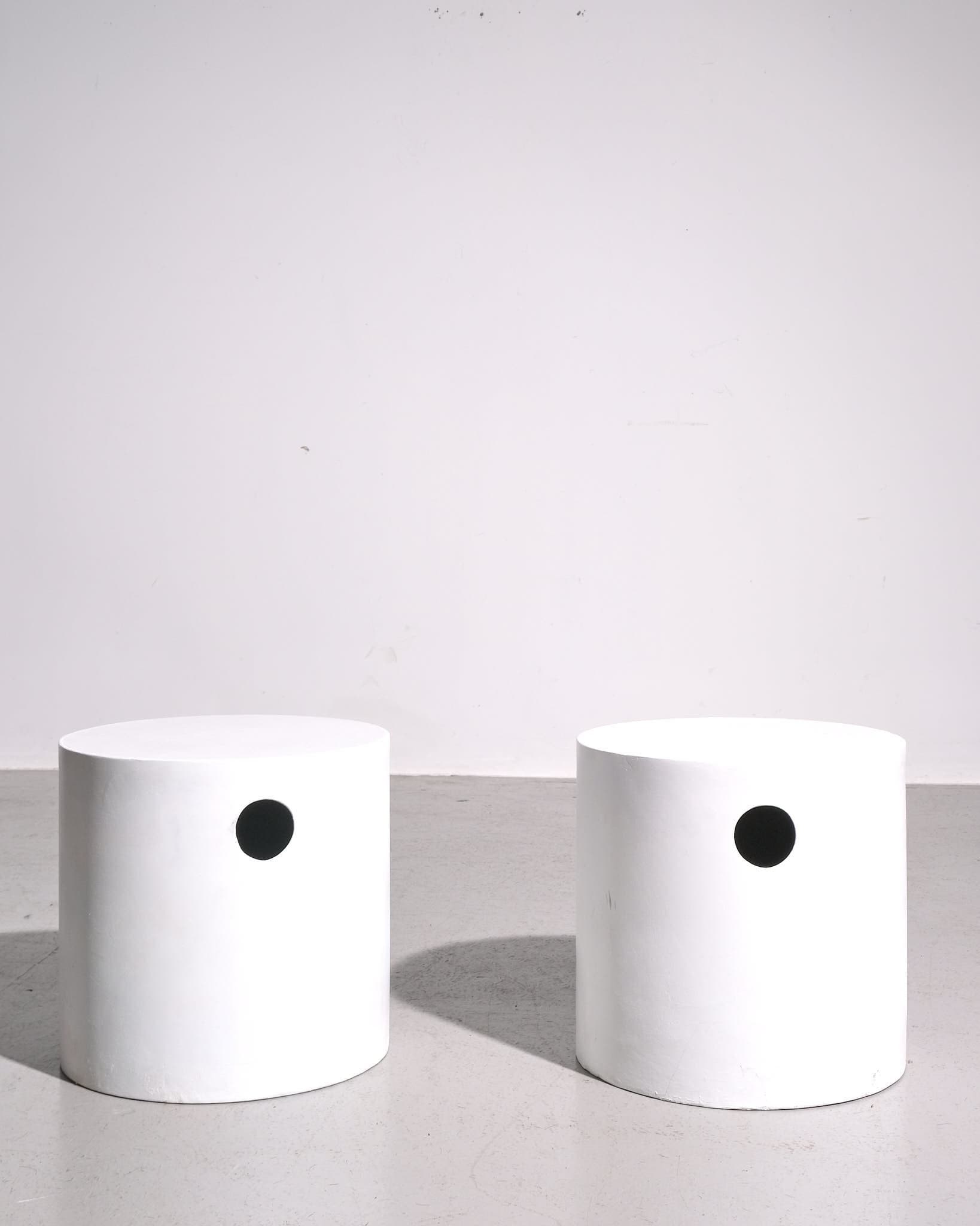 Pair of Tomotom Drum Tables in White