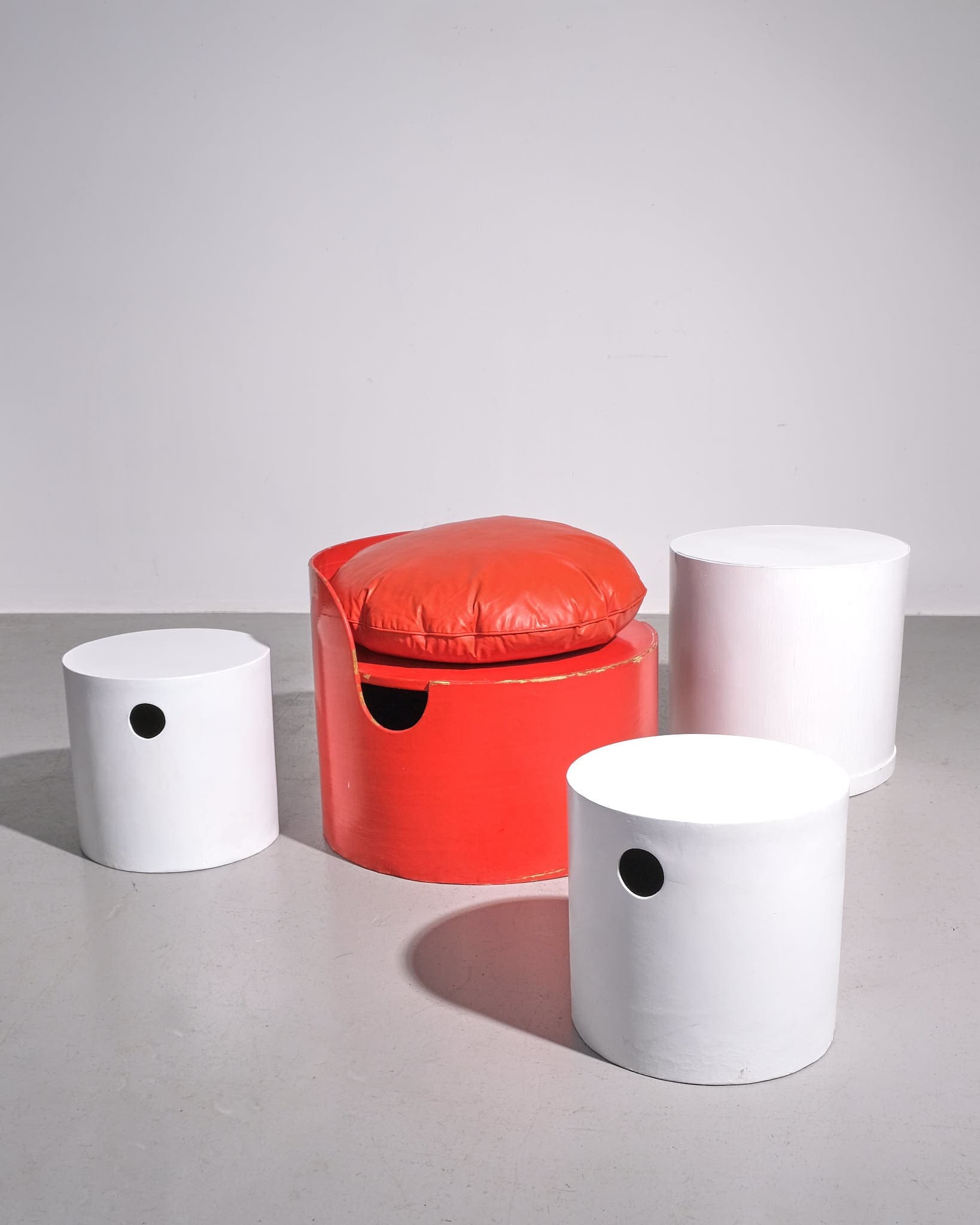 Pair of Tomotom Drum Tables in White