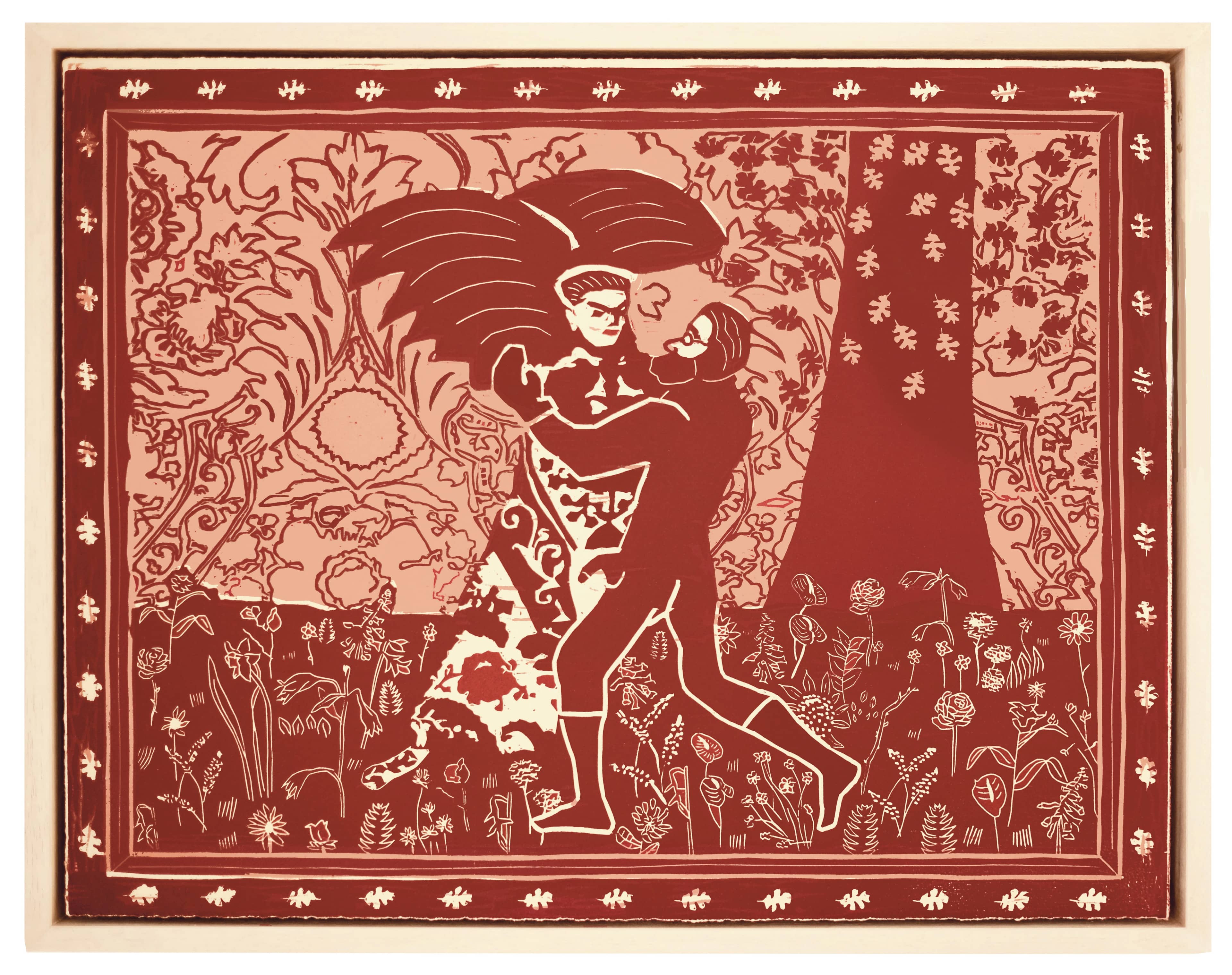 Man Wrestling An Angel (Red)