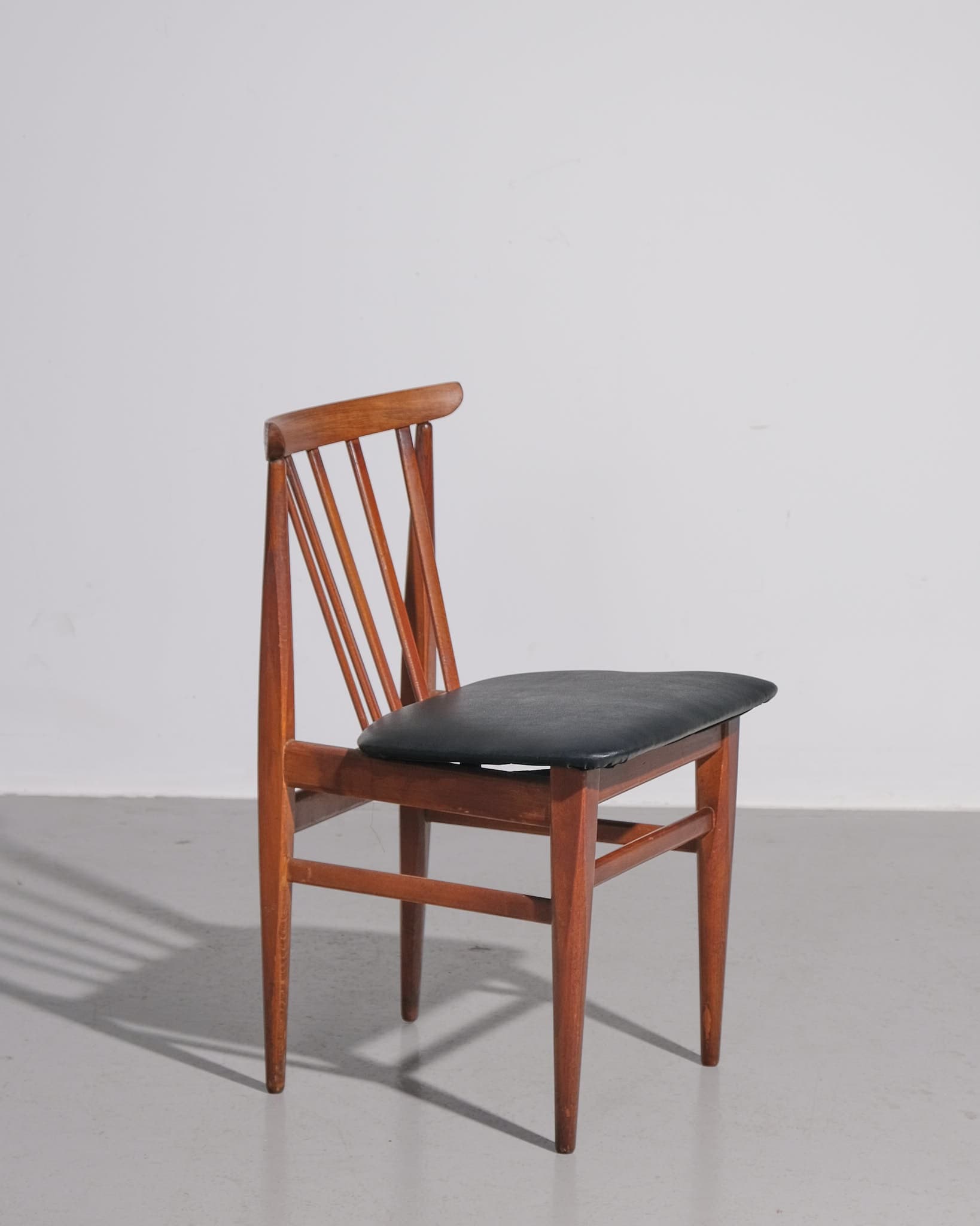 Set of Four Teak and Leather Dining Chairs