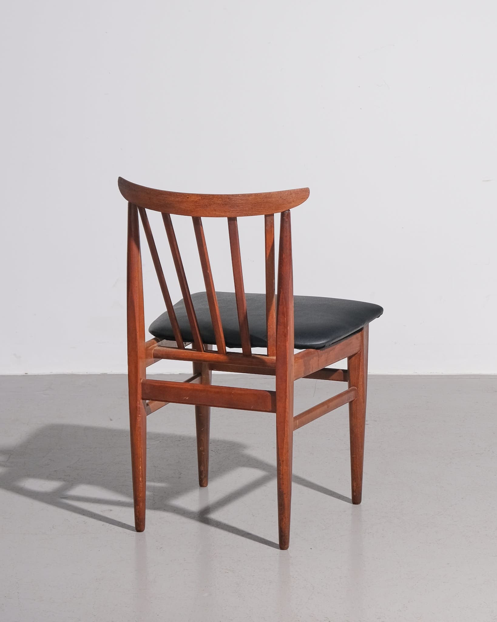 Set of Four Teak and Leather Dining Chairs