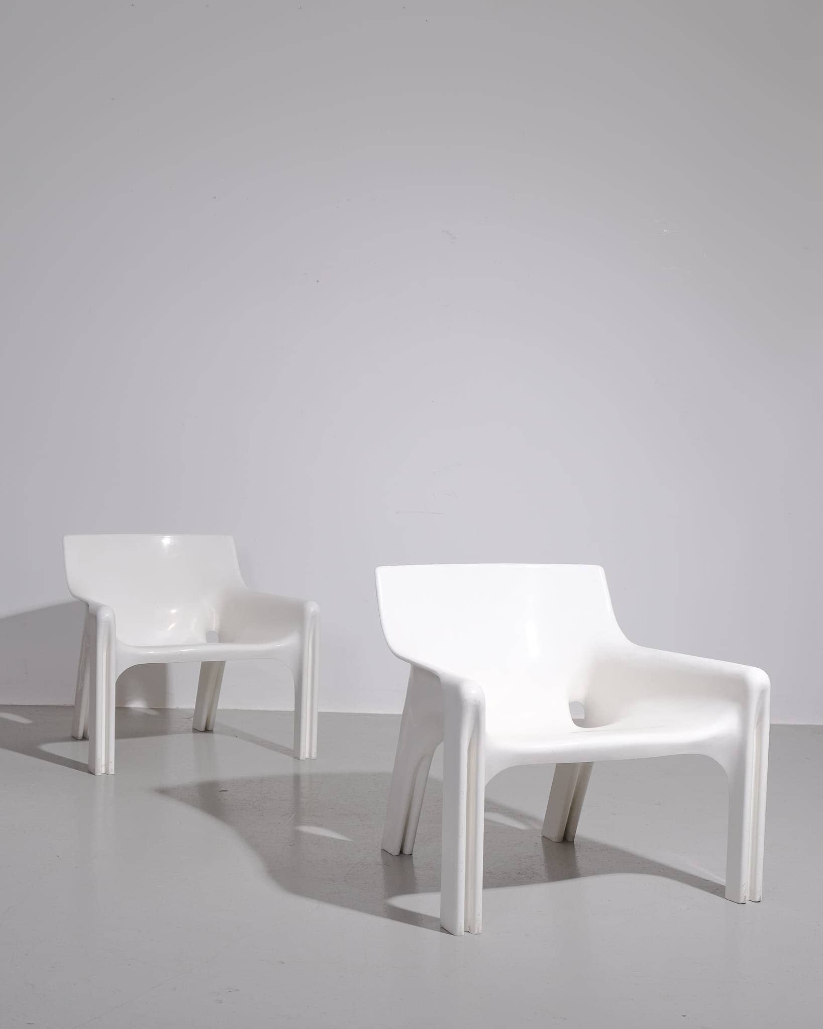 Pair of White Vicario Lounge Chairs