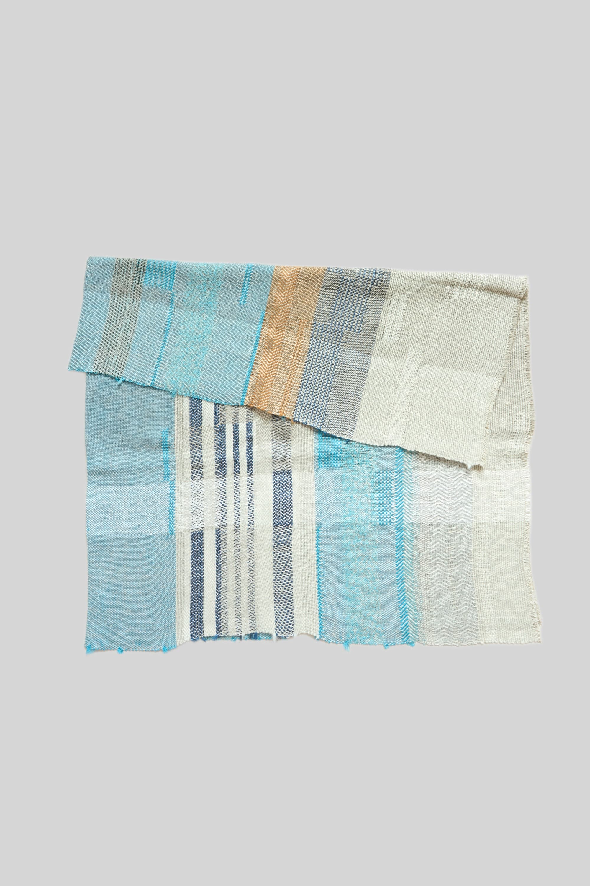 Handwoven throw - Petrol Blue and Rust