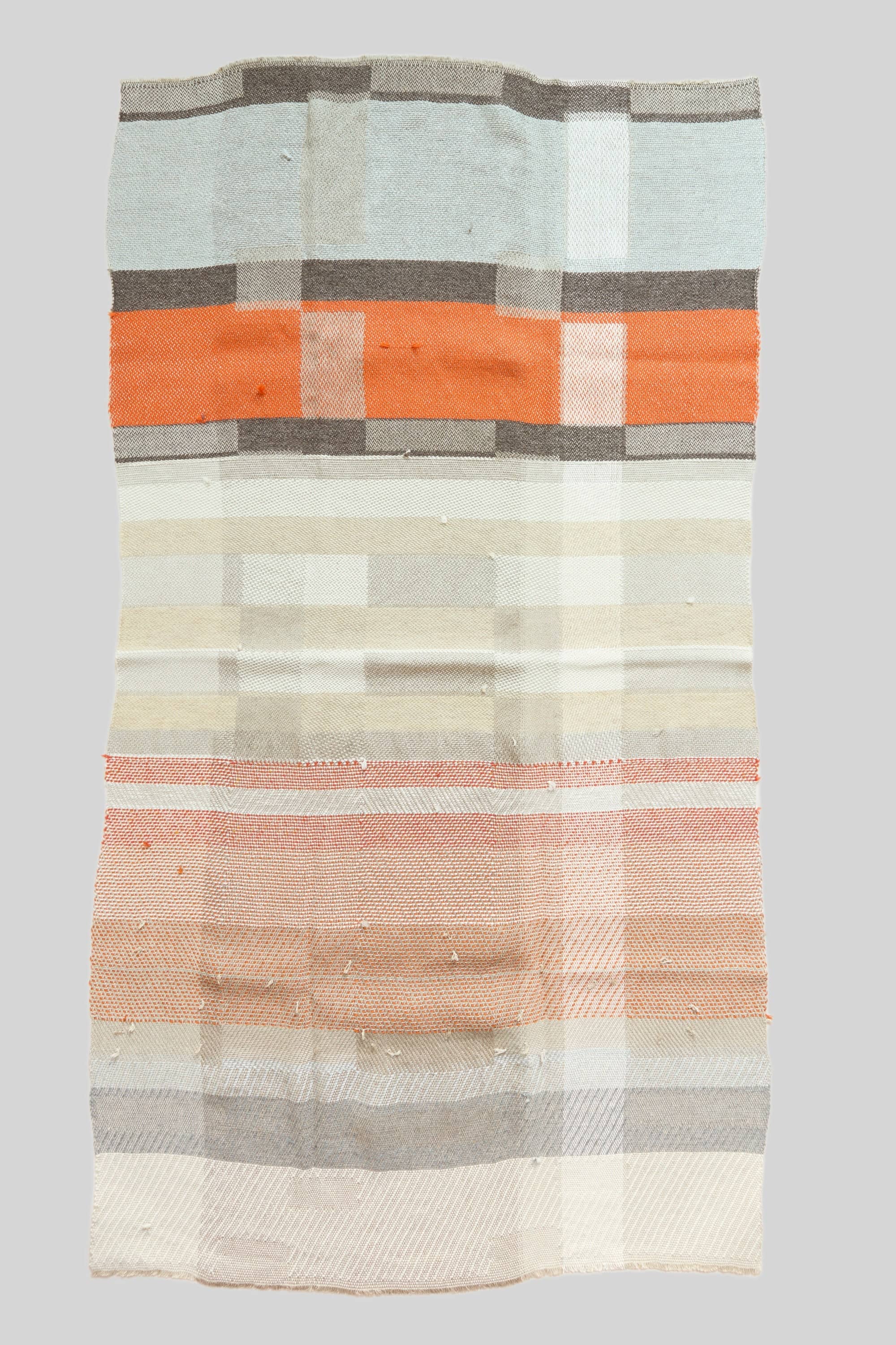 Handwoven Throw - Orange and Pale Blue