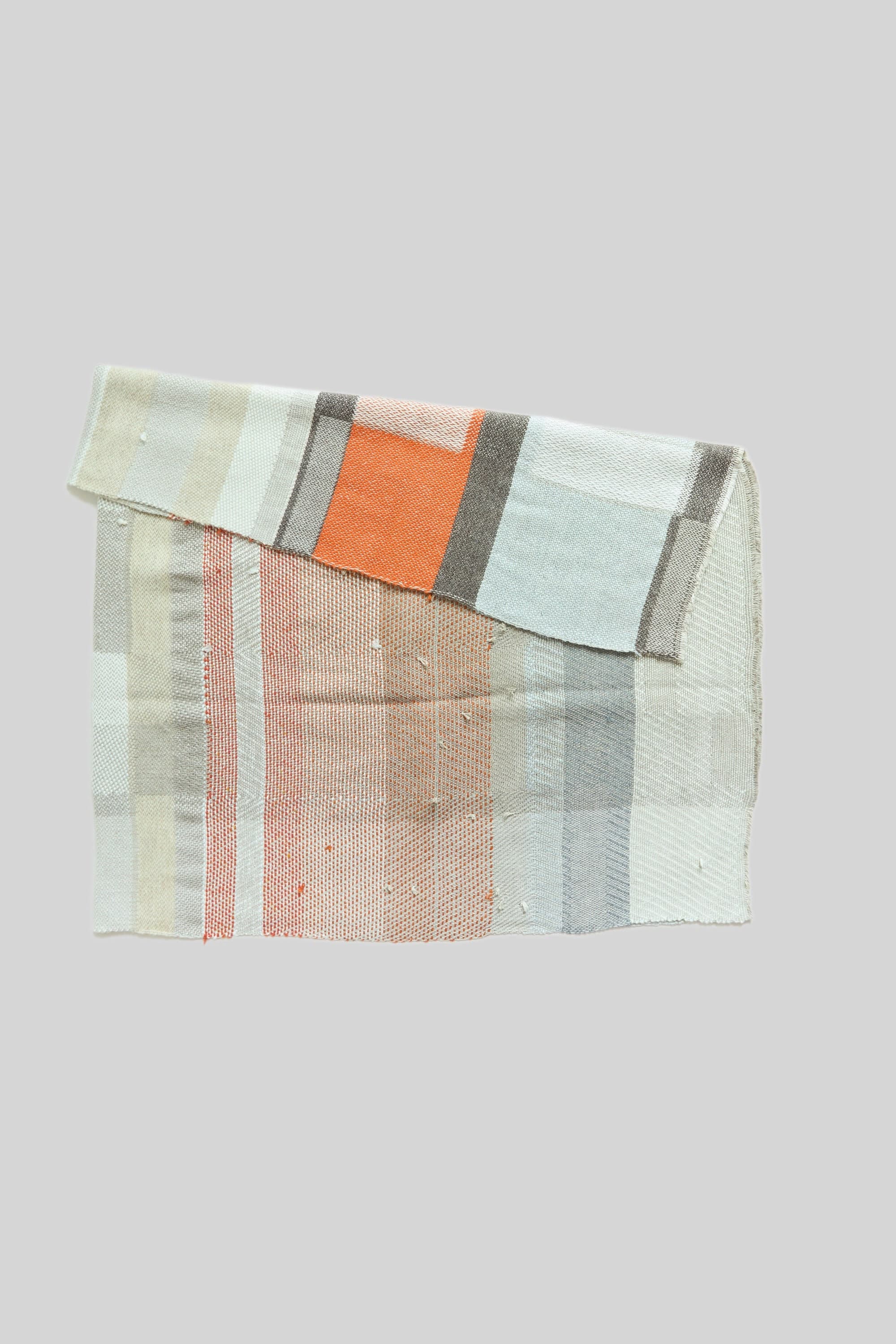 Handwoven Throw - Orange and Pale Blue