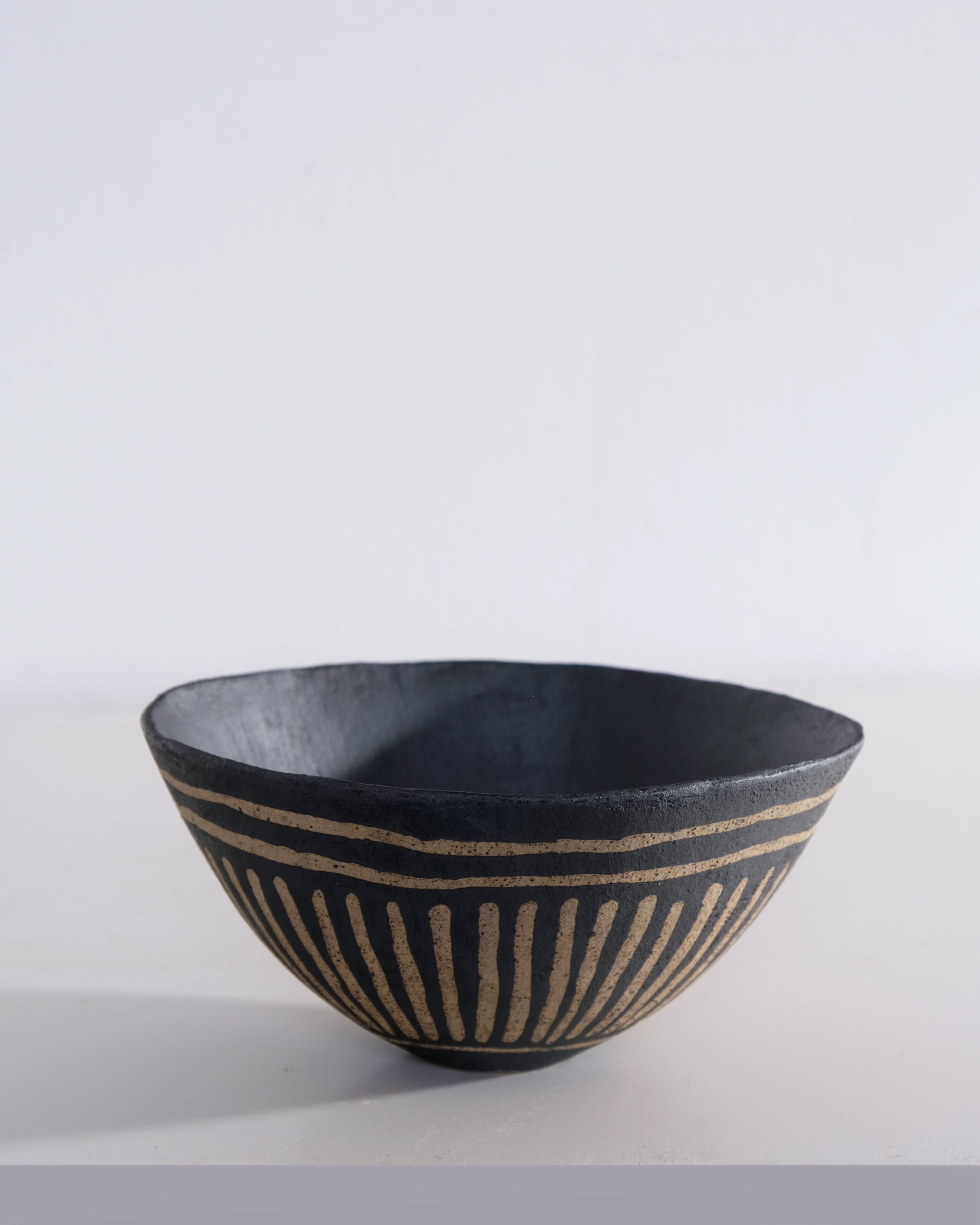 Decorative Resist Brushwork Bowl (Light Double Stripe)