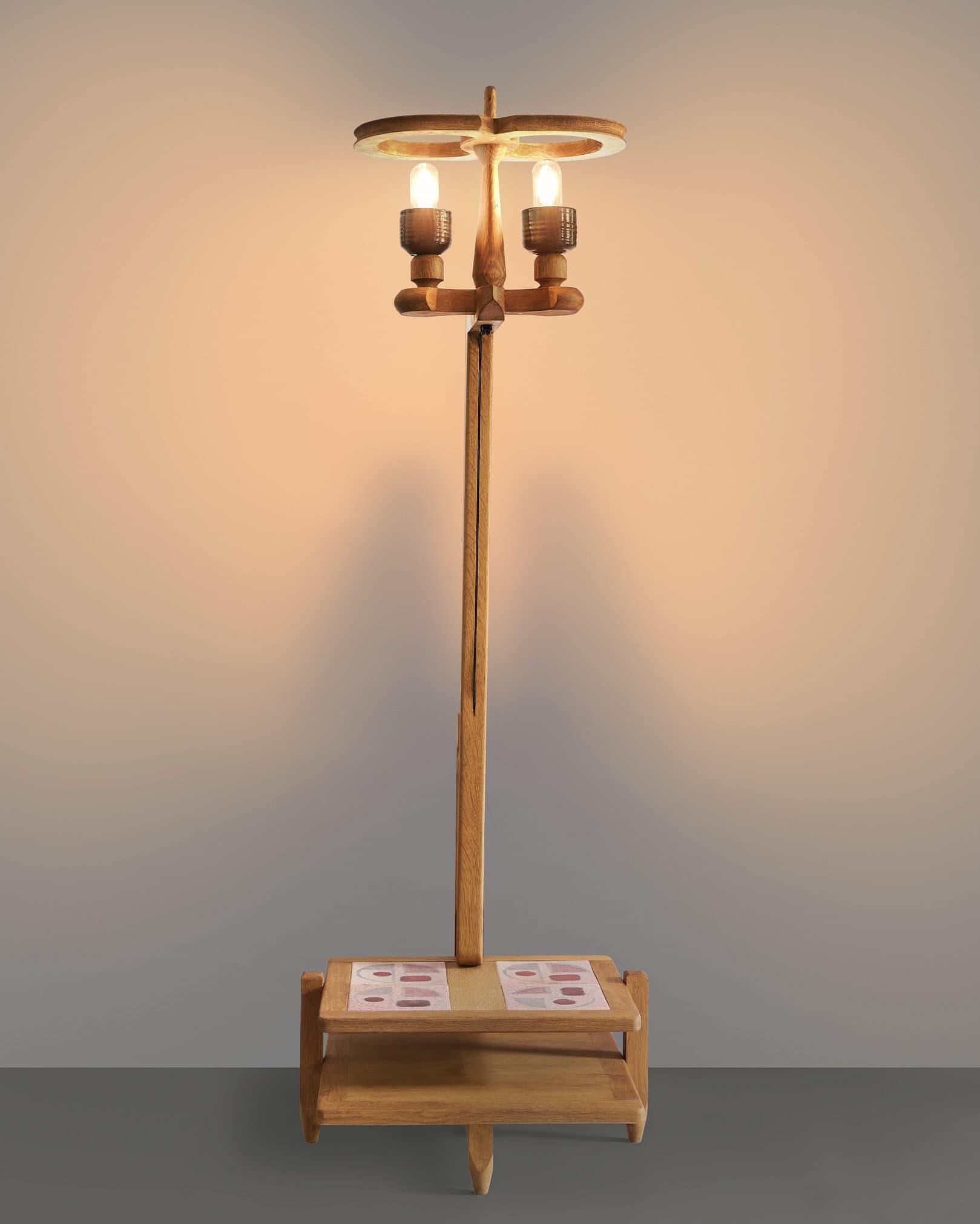 Floor Lamp With Low Tiled Shelves
