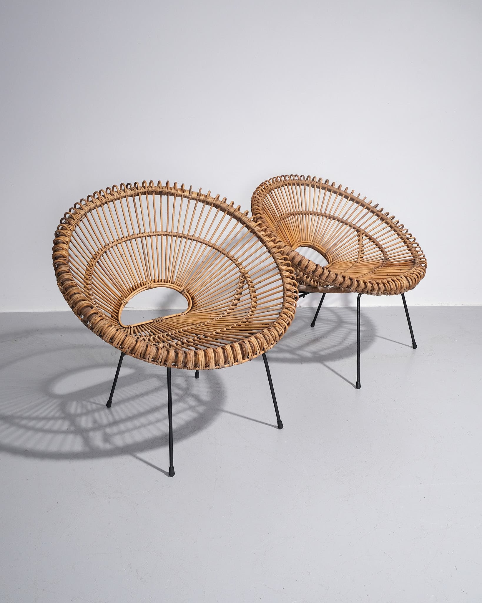 Pair of Rattan Sunburst Chairs
