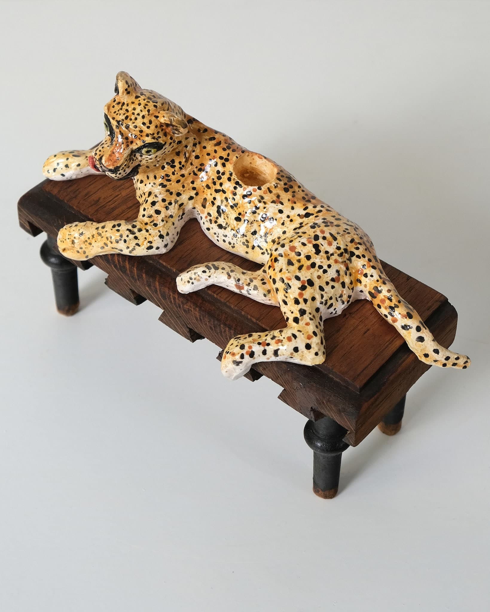 Little Leopard Lounging Candlestick