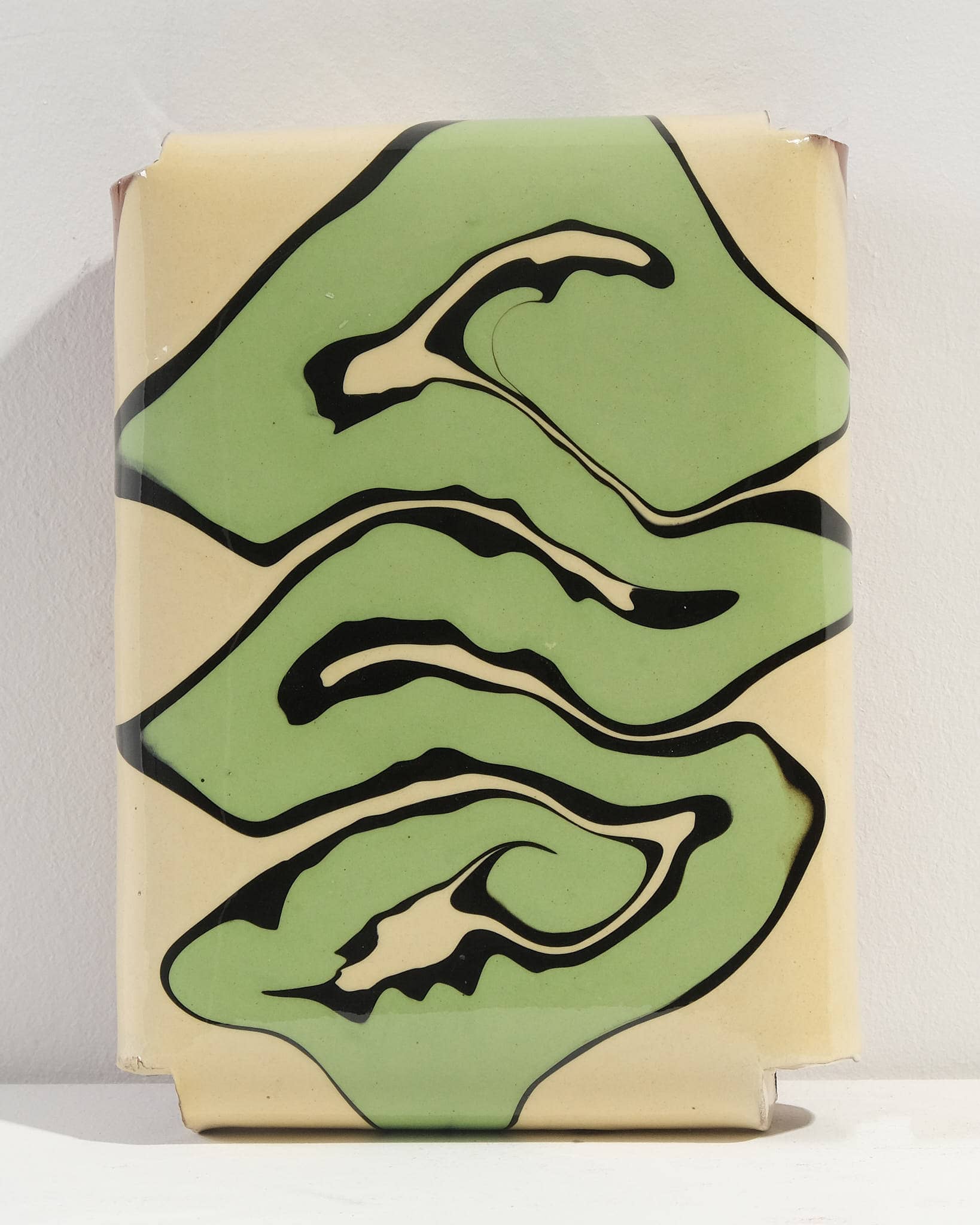 Slip Pillow - Green on Black on Cream