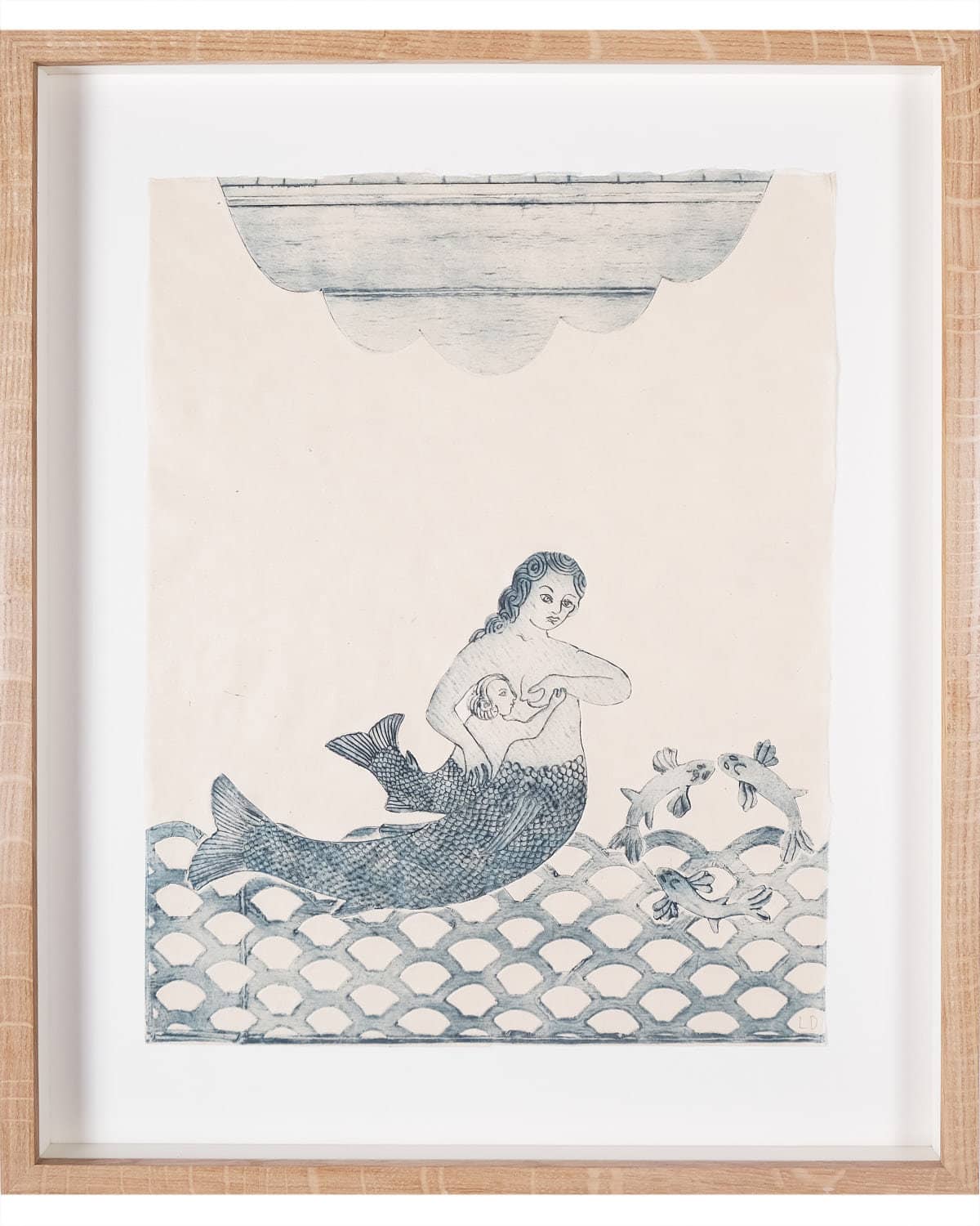 Mermaid and Merchild with Ring of Fish