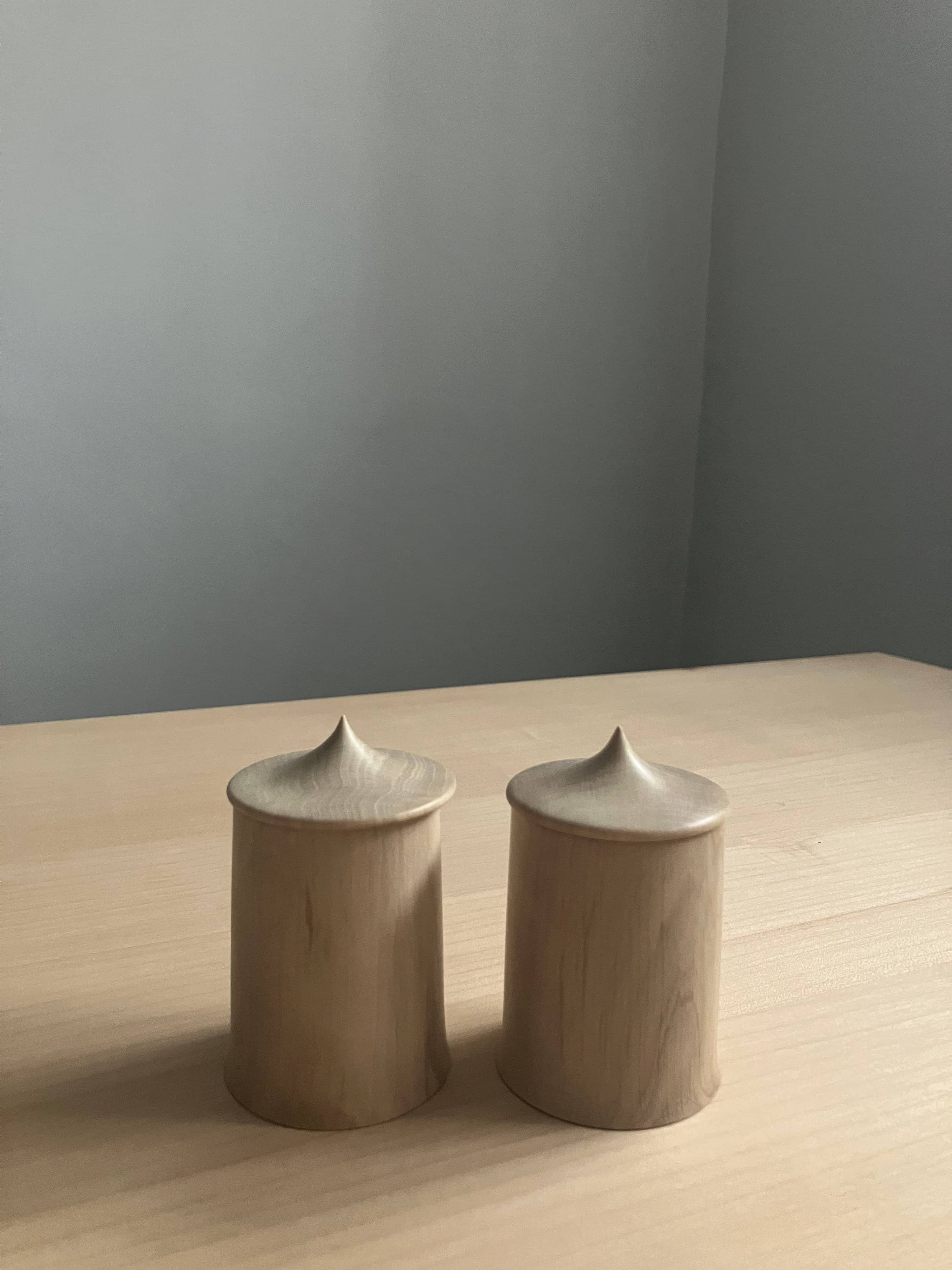 Yhres, 'Pair of Hornbeam Spice Jars'