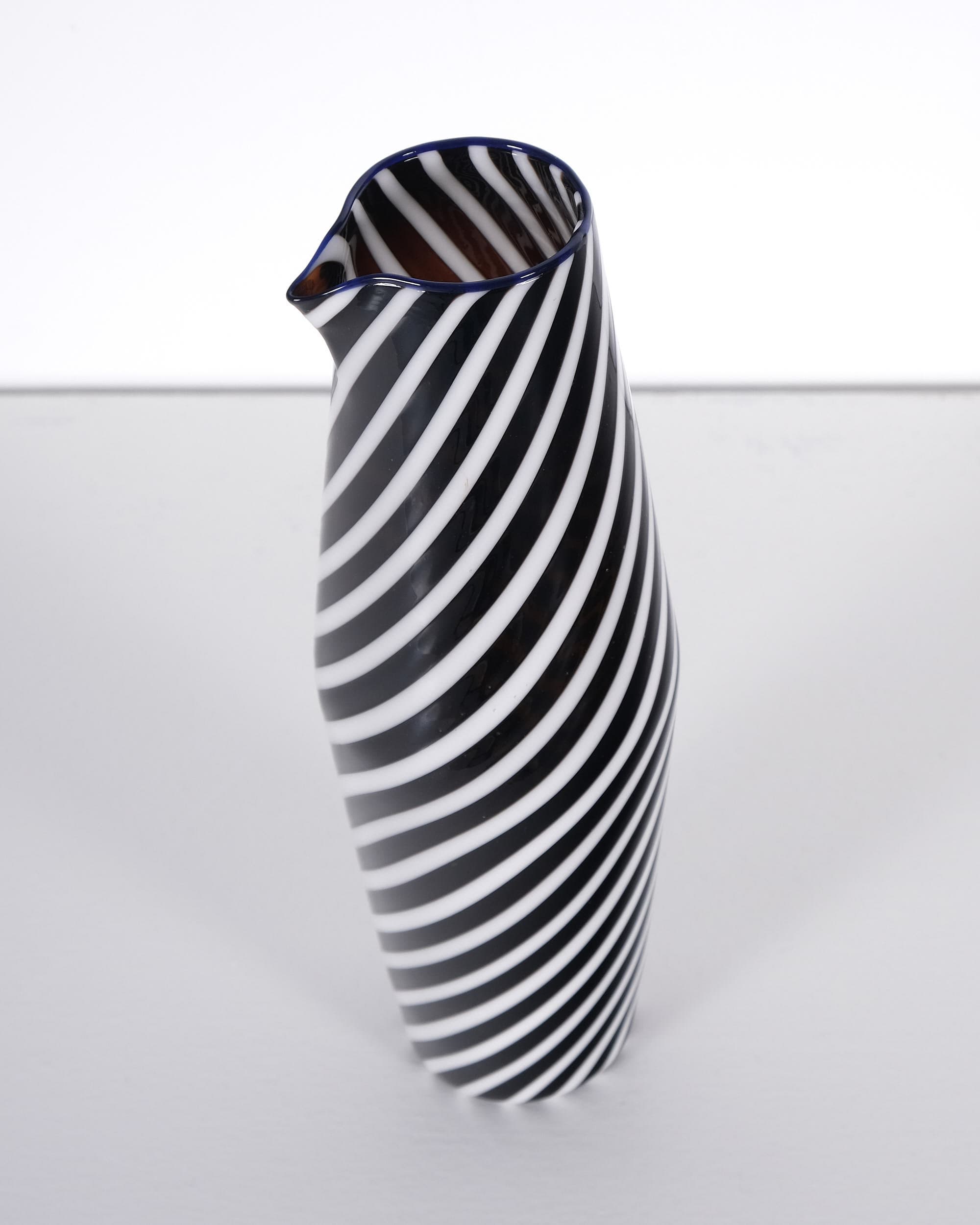 White and Brown Carafe with Lapis Border