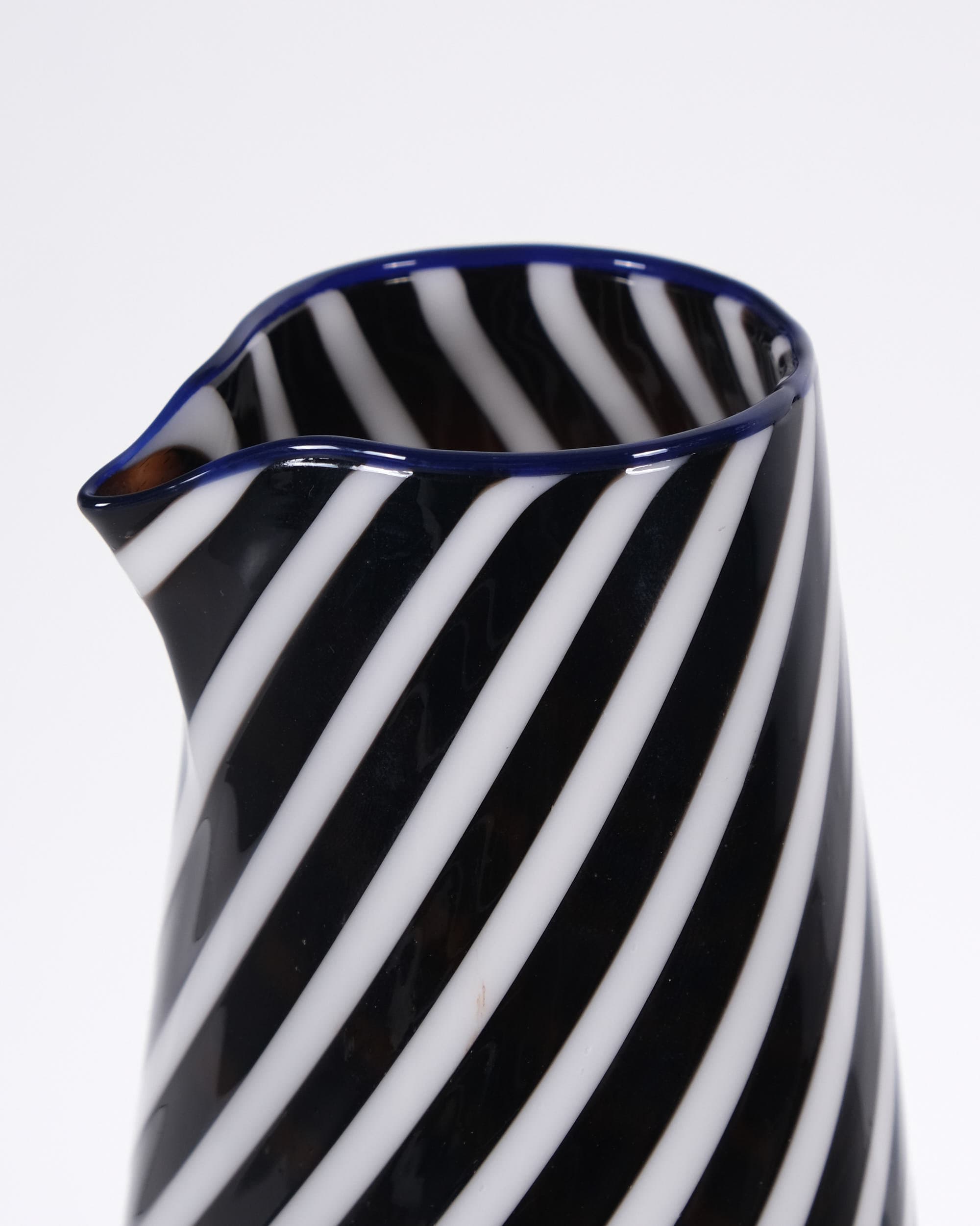White and Brown Carafe with Lapis Border