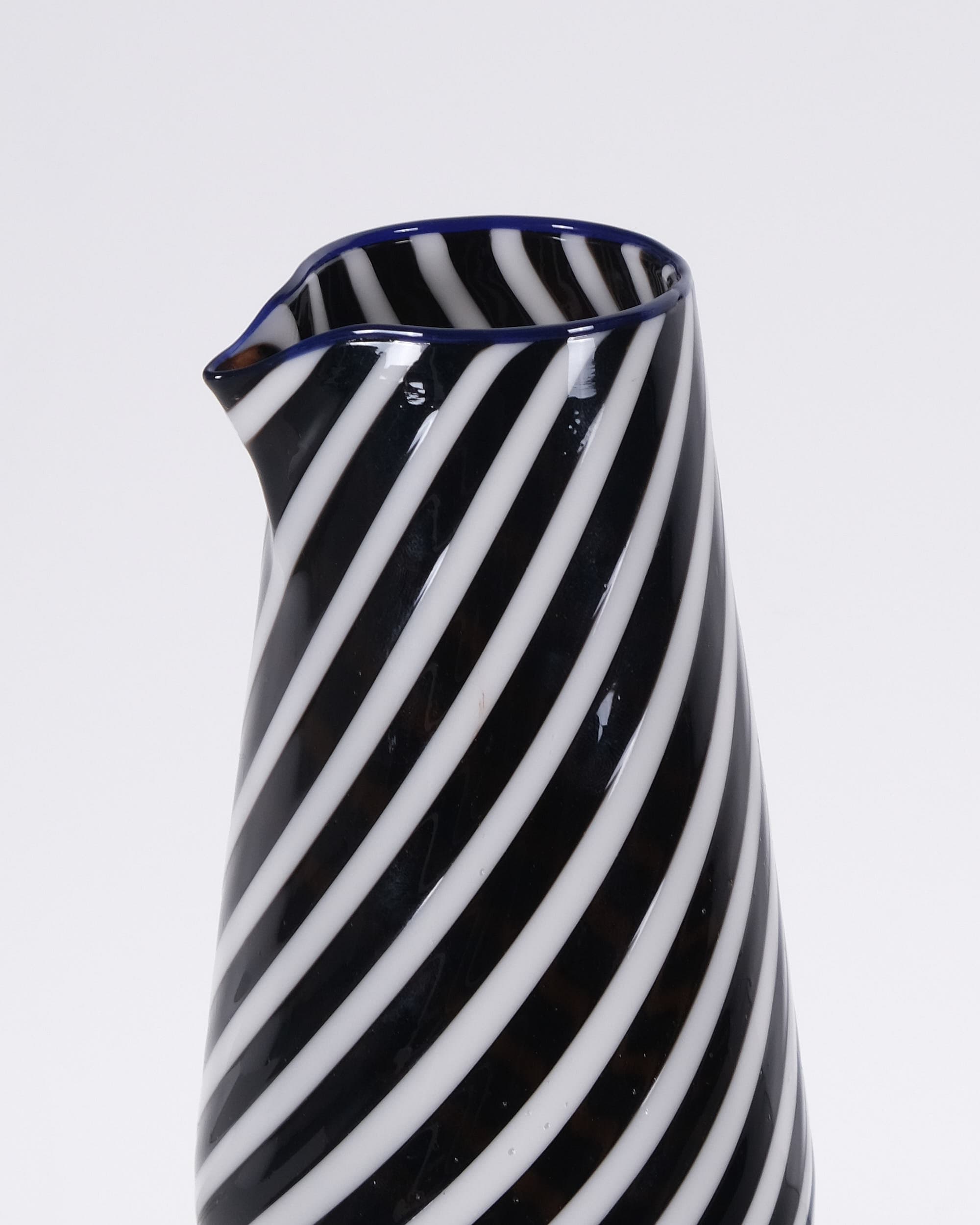 White and Brown Carafe with Lapis Border