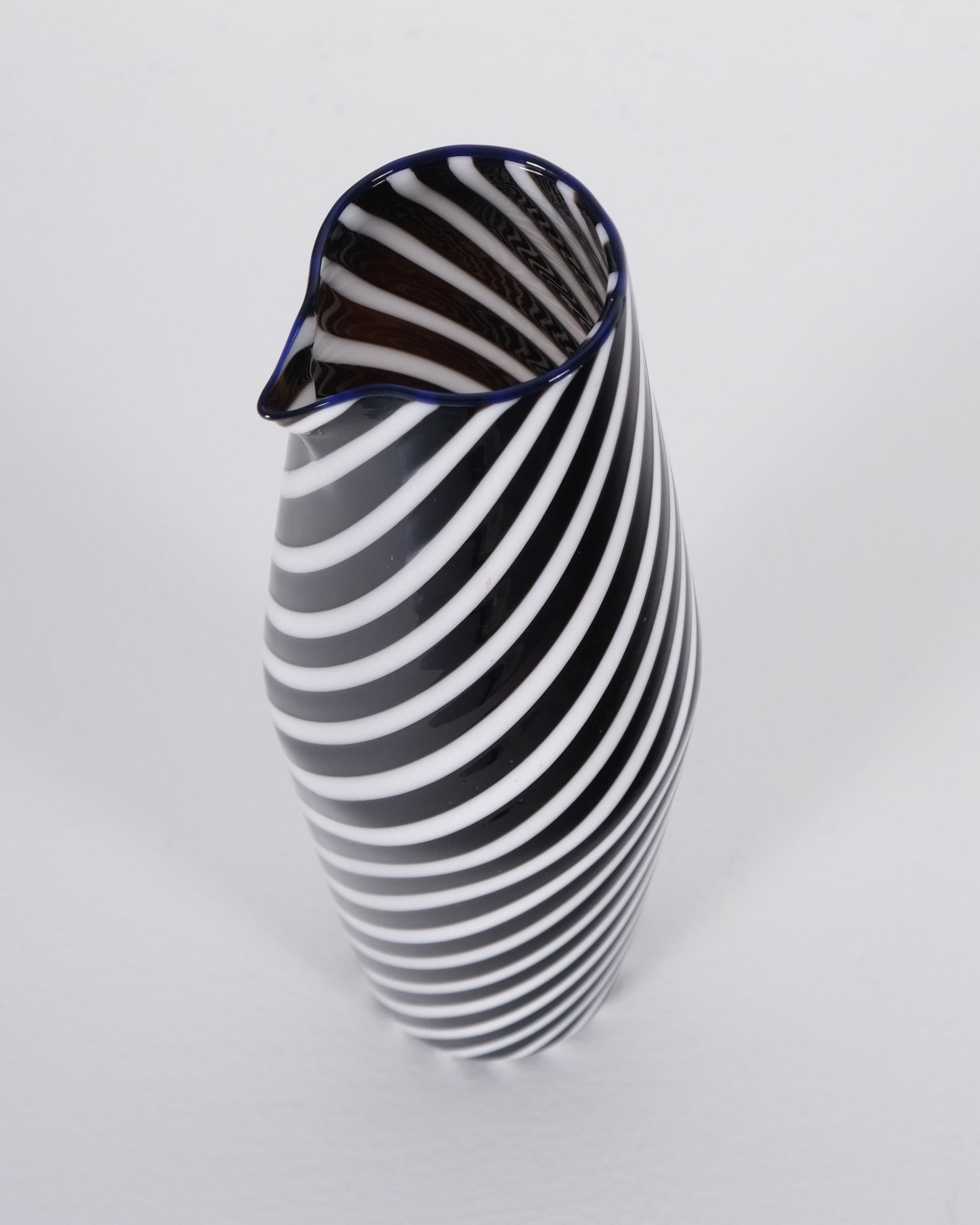 White and Brown Carafe with Lapis Border