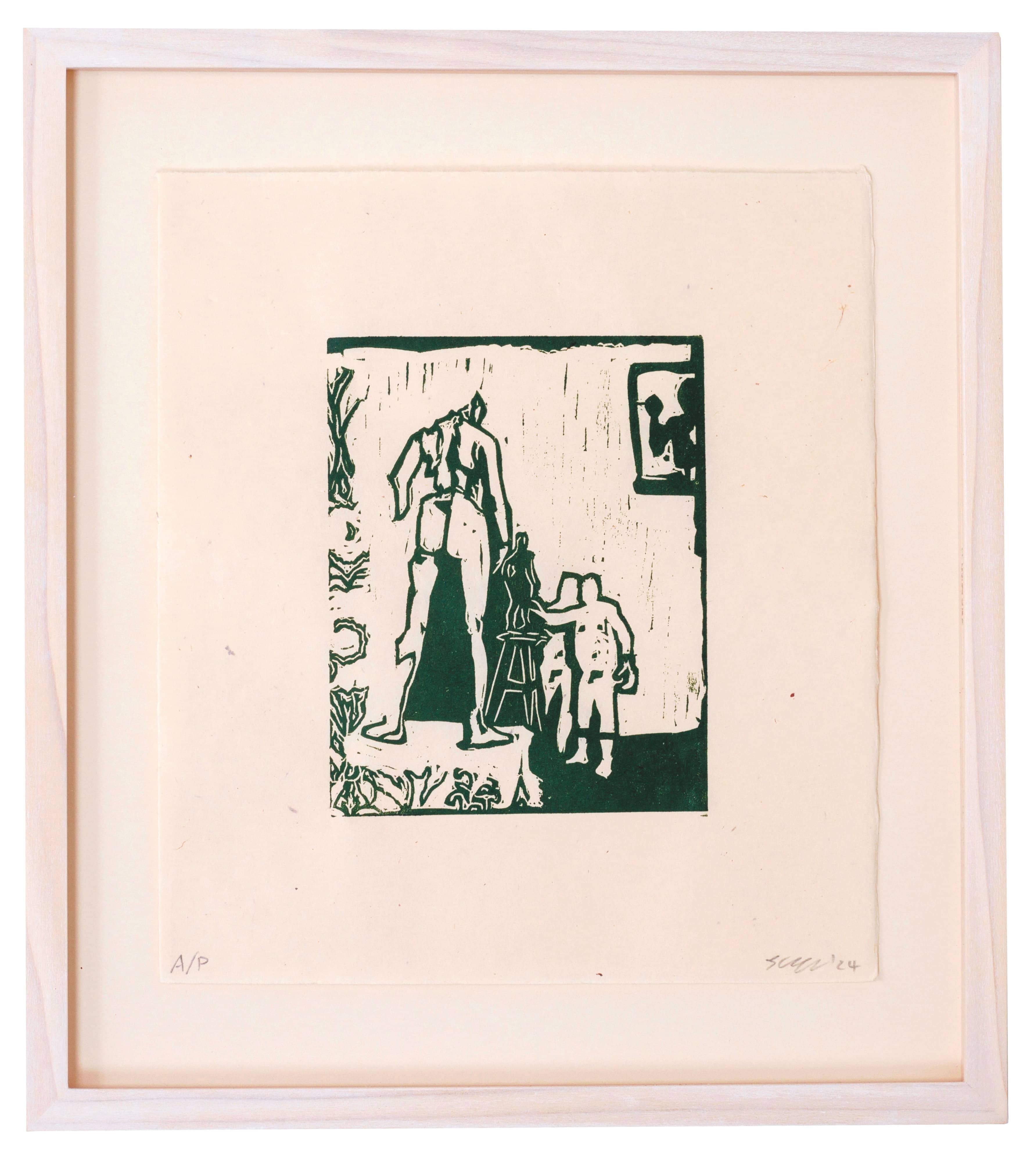 Two Men Drawing A Woman (Study) (framed)