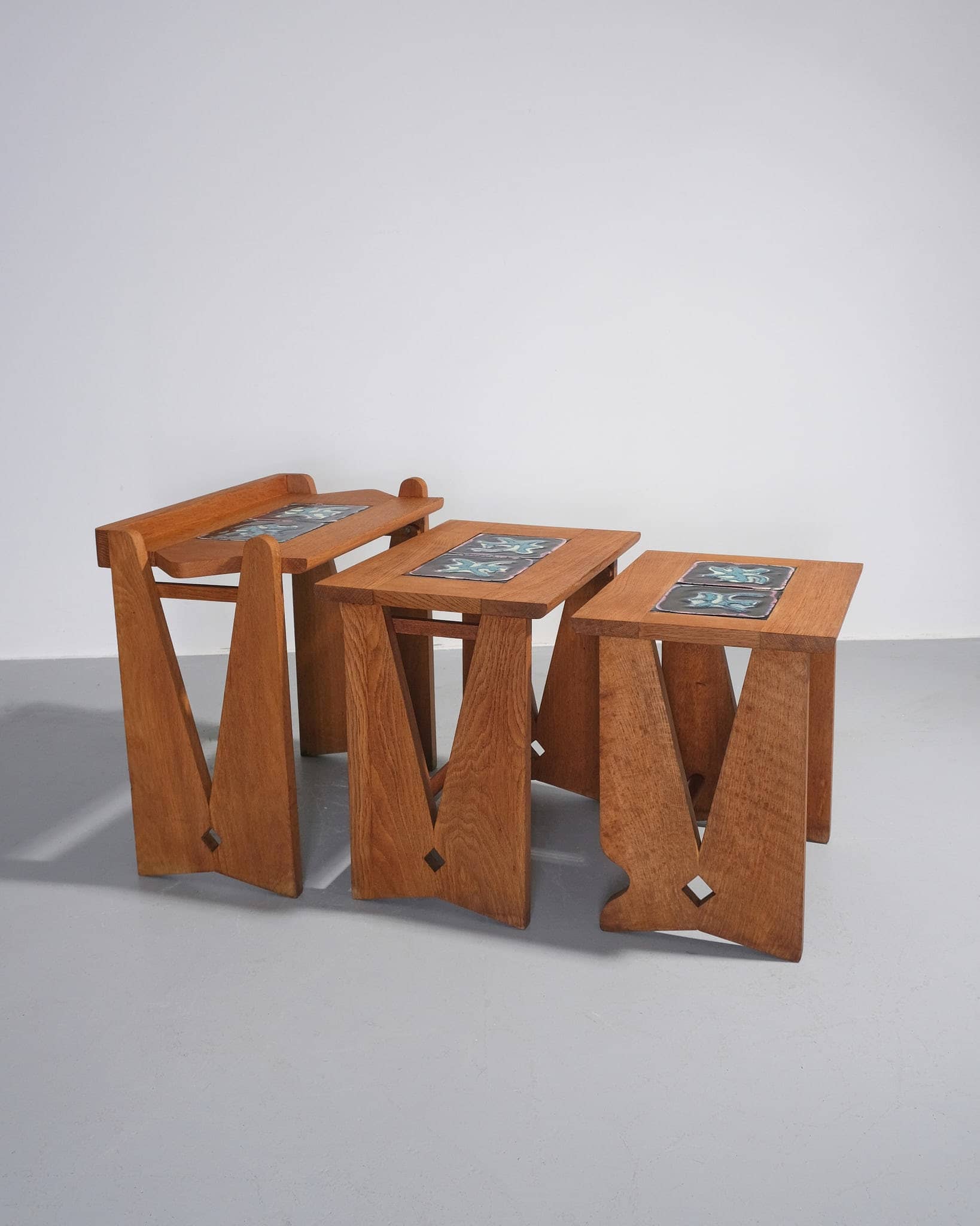 Set of Three Nesting Tables With Ceramic Tiles