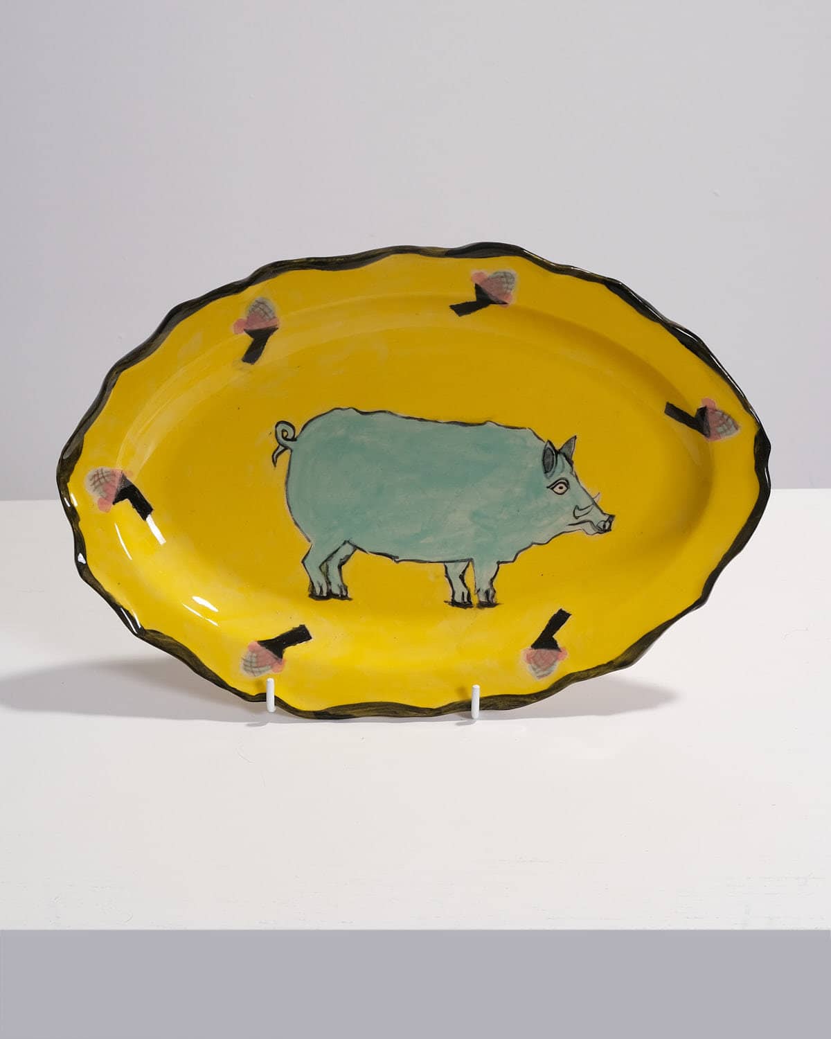 Green Pig & Acorns Platter
