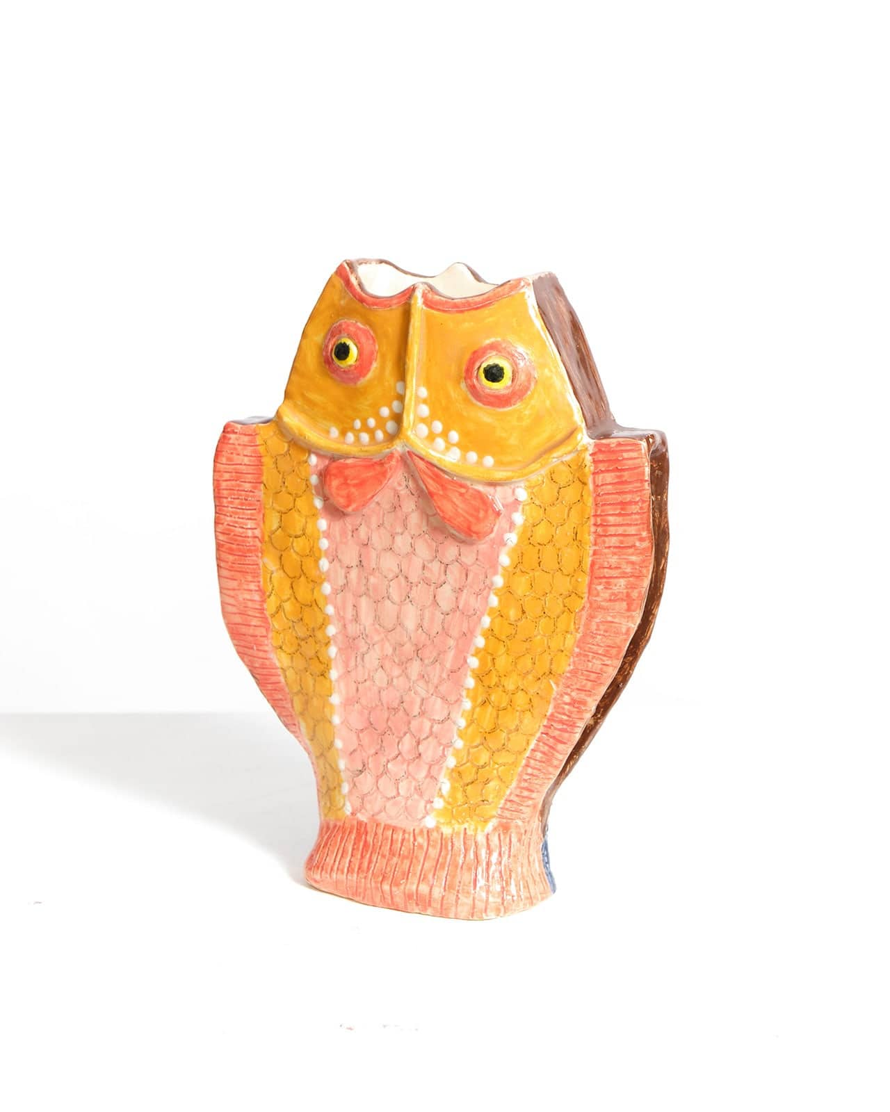 Pink flattened mantelpiece vase