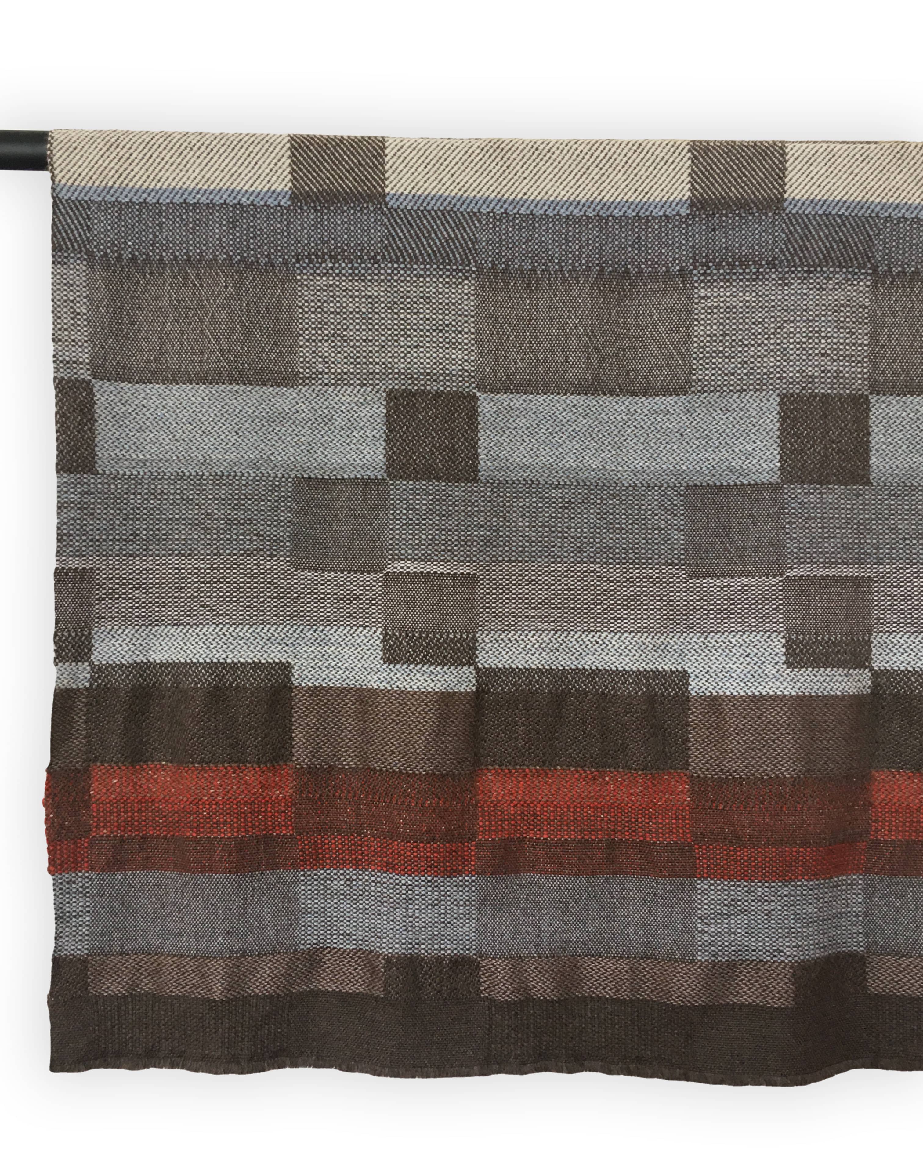 Handwoven throw 'Blue, Red & Yellow'