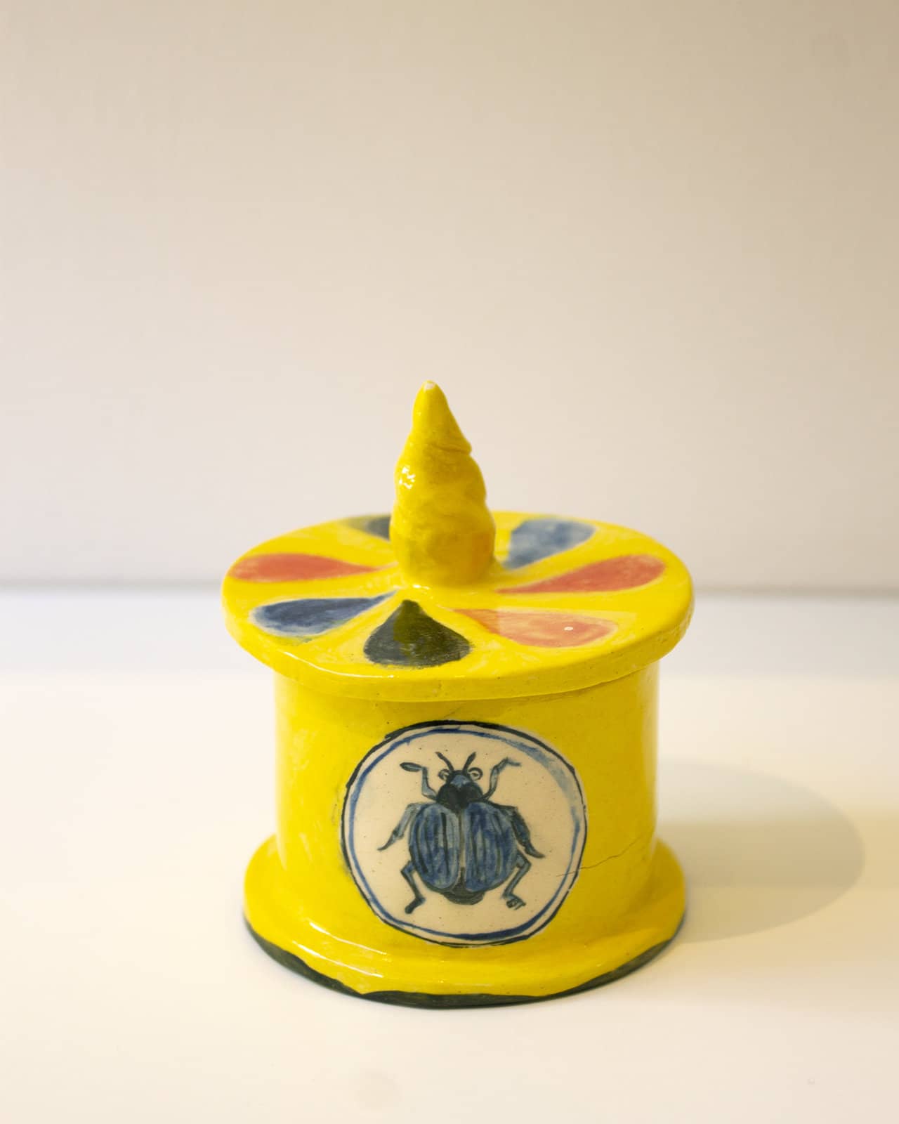 Small Lidded Pot with Cherries and Beetle