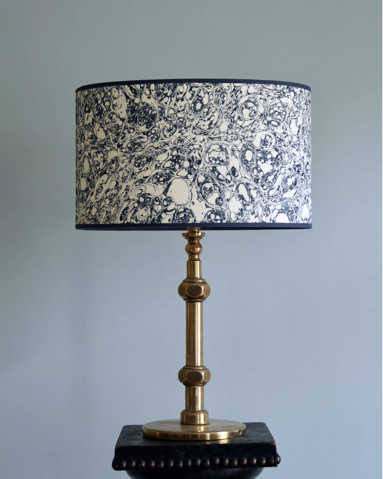 Oval Navy Lampshade